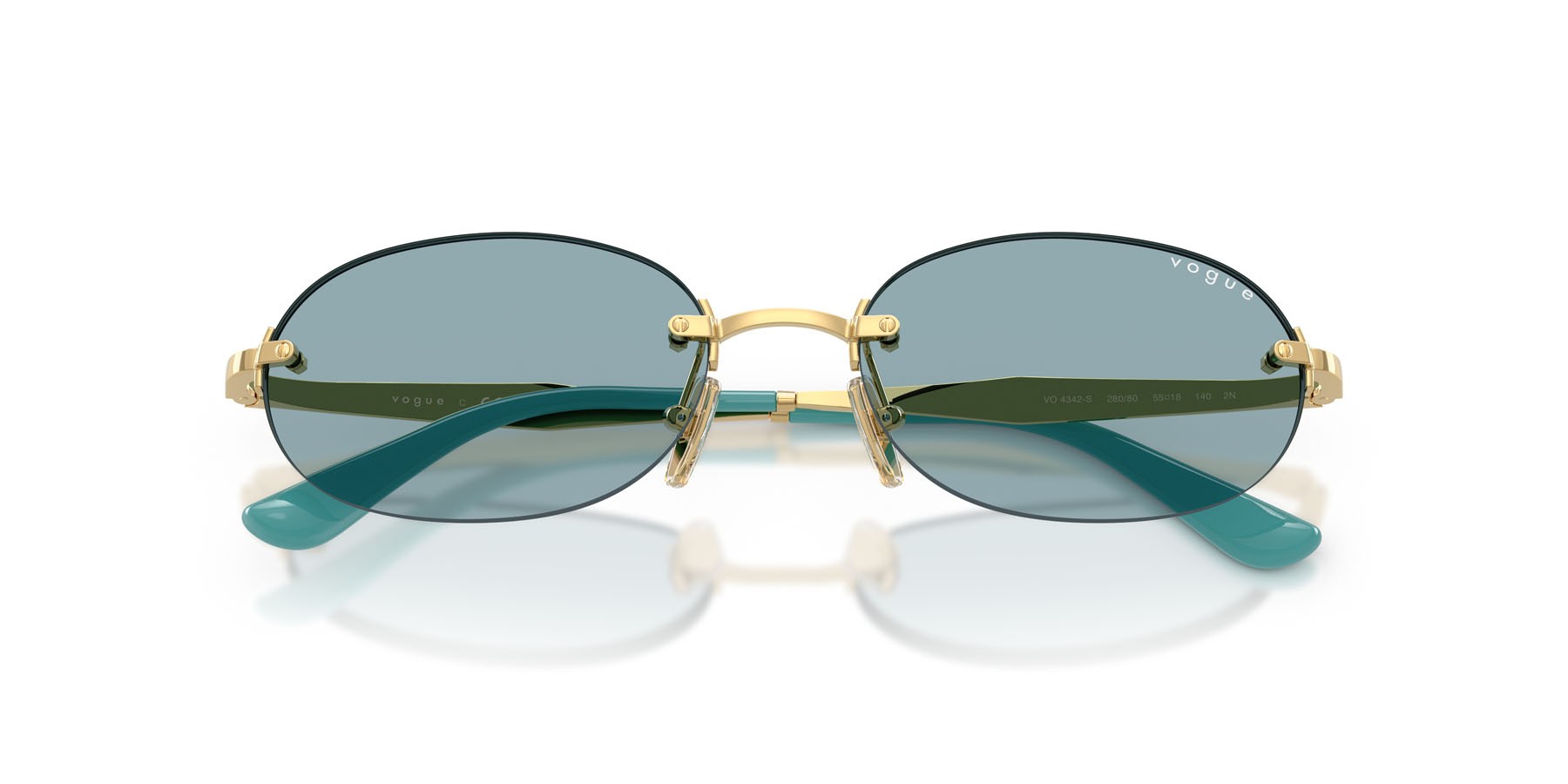 Occhiali da sole Vogue VO 4342S (280/80) colore oro forma ovale lenti blu