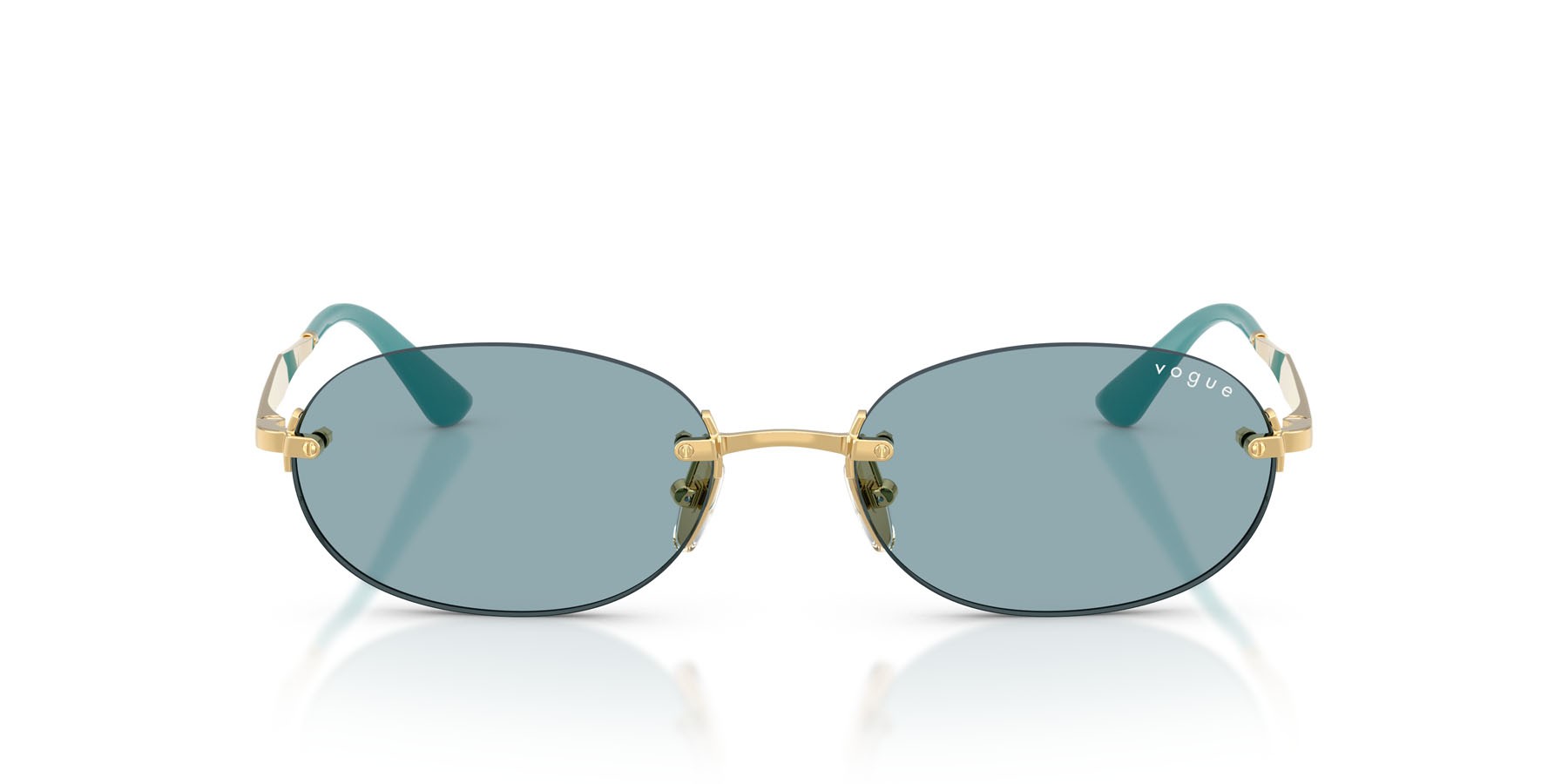 Occhiali da sole Vogue VO 4342S (280/80) colore oro forma ovale lenti blu