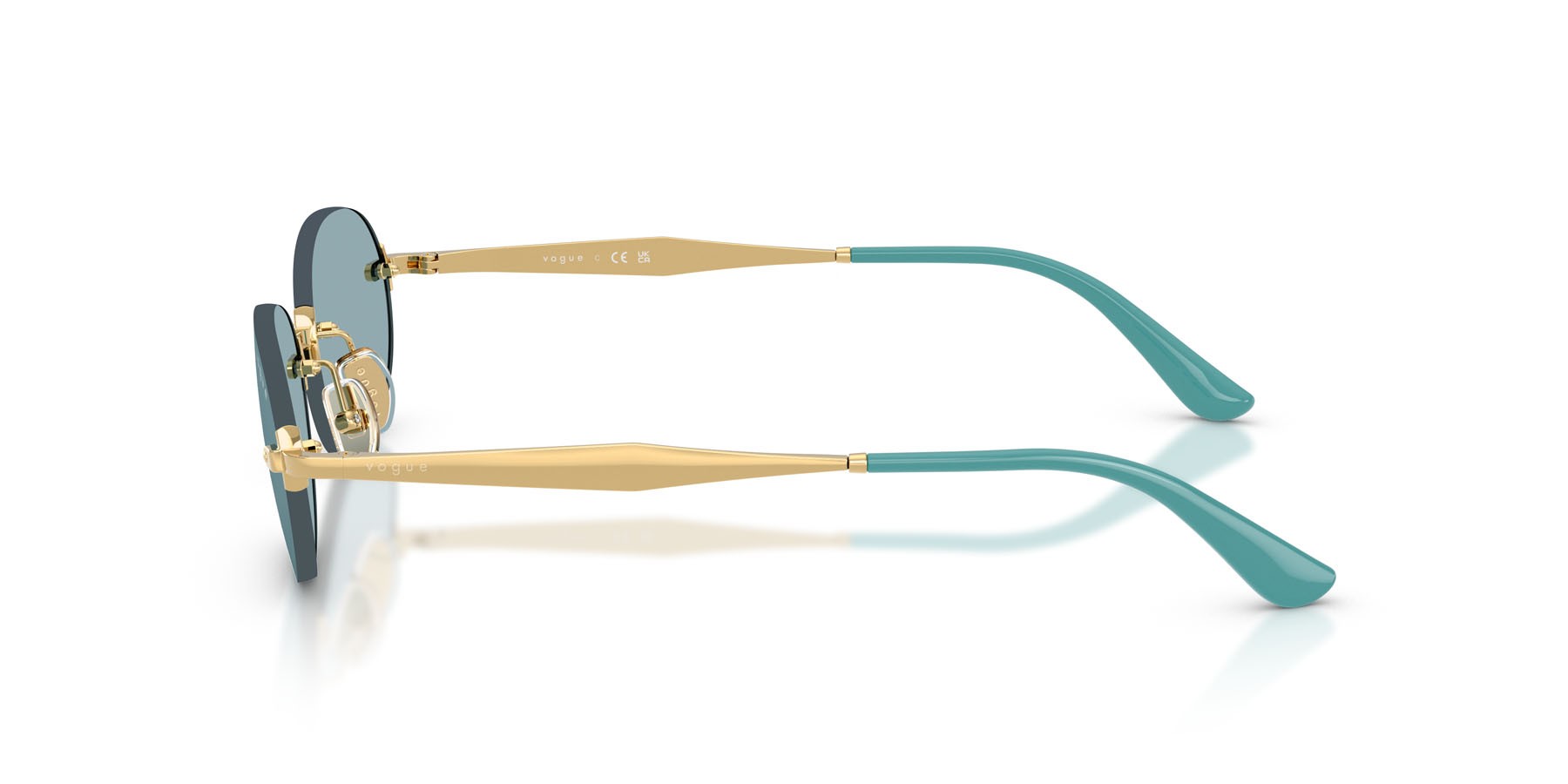 Occhiali da sole Vogue VO 4342S (280/80) colore oro forma ovale lenti blu