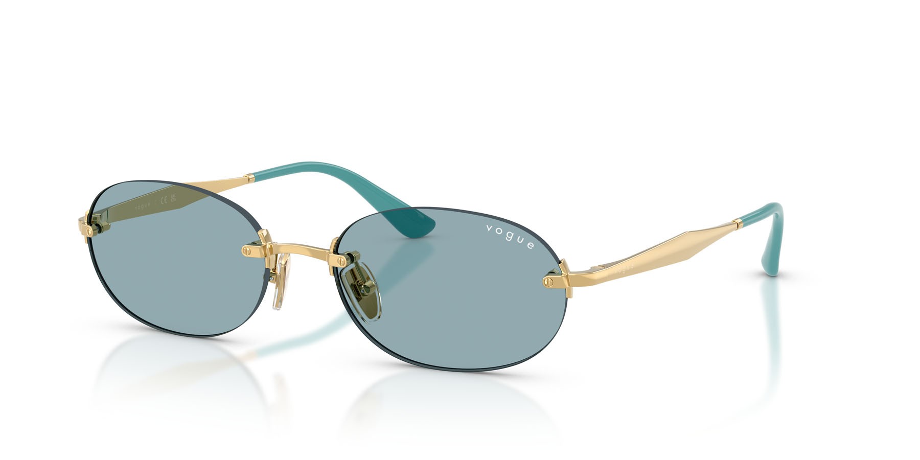 Occhiali da sole Vogue VO 4342S (280/80) colore oro forma ovale lenti blu