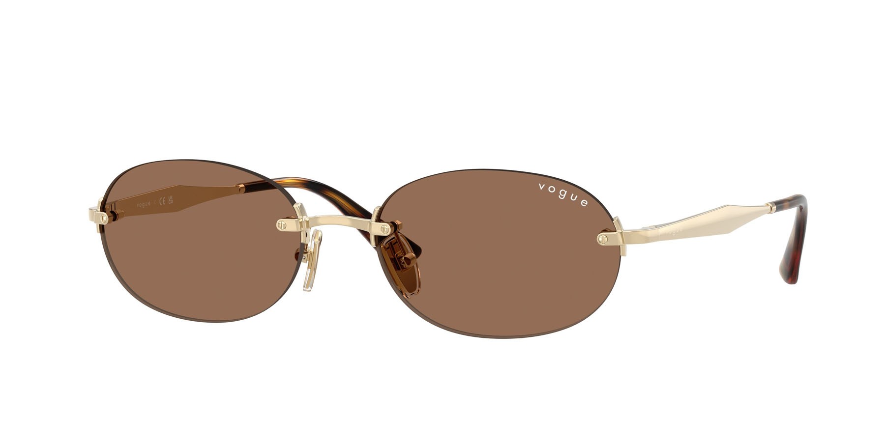 Sunglasses Vogue VO 4342S (848/73) color oro pallido shape oval lenses marrone scuro