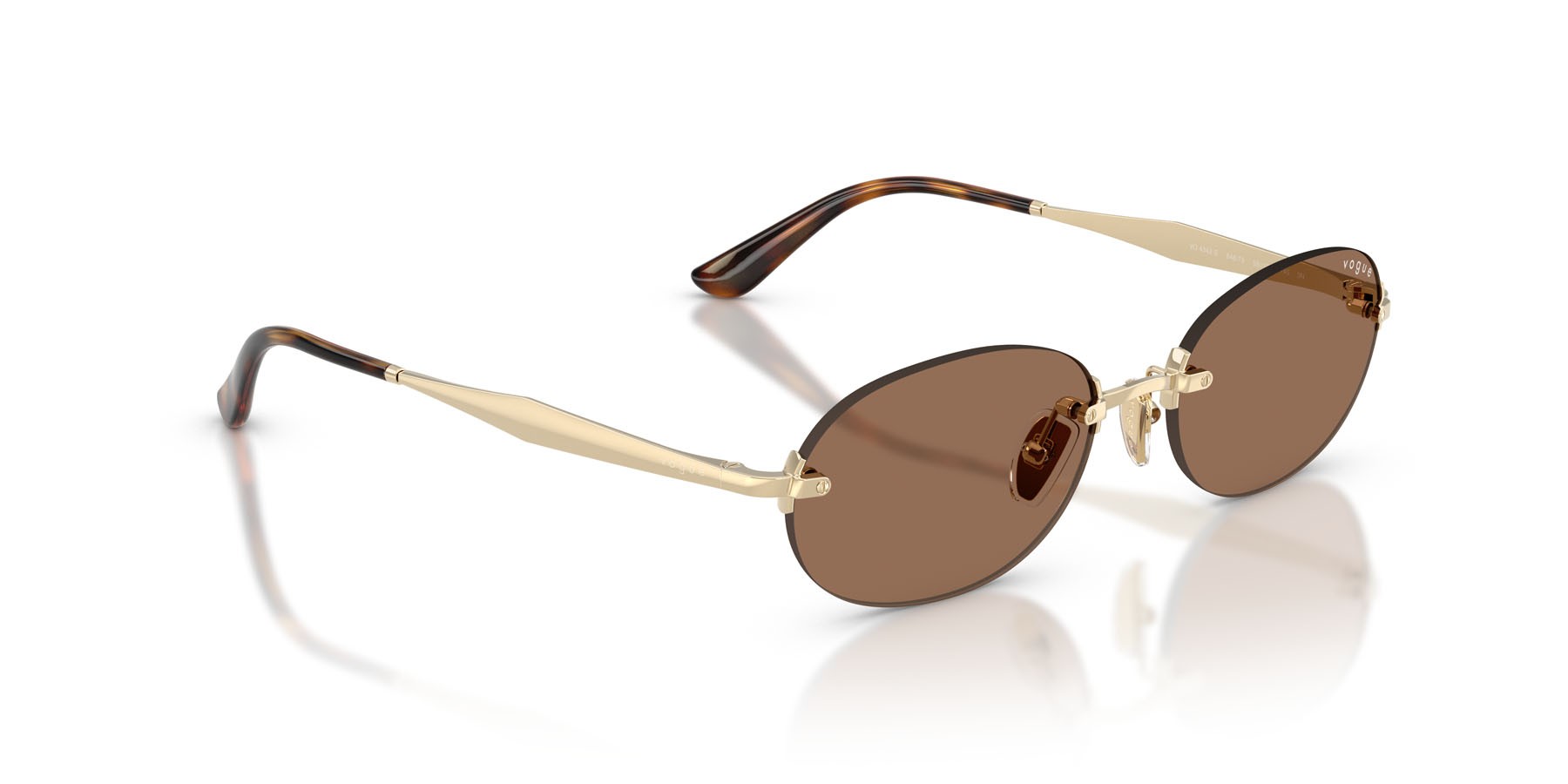 Sunglasses Vogue VO 4342S (848/73) color oro pallido shape oval lenses marrone scuro