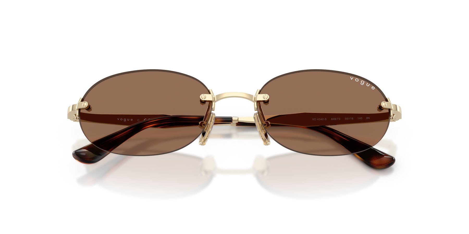 Sunglasses Vogue VO 4342S (848/73) color oro pallido shape oval lenses marrone scuro