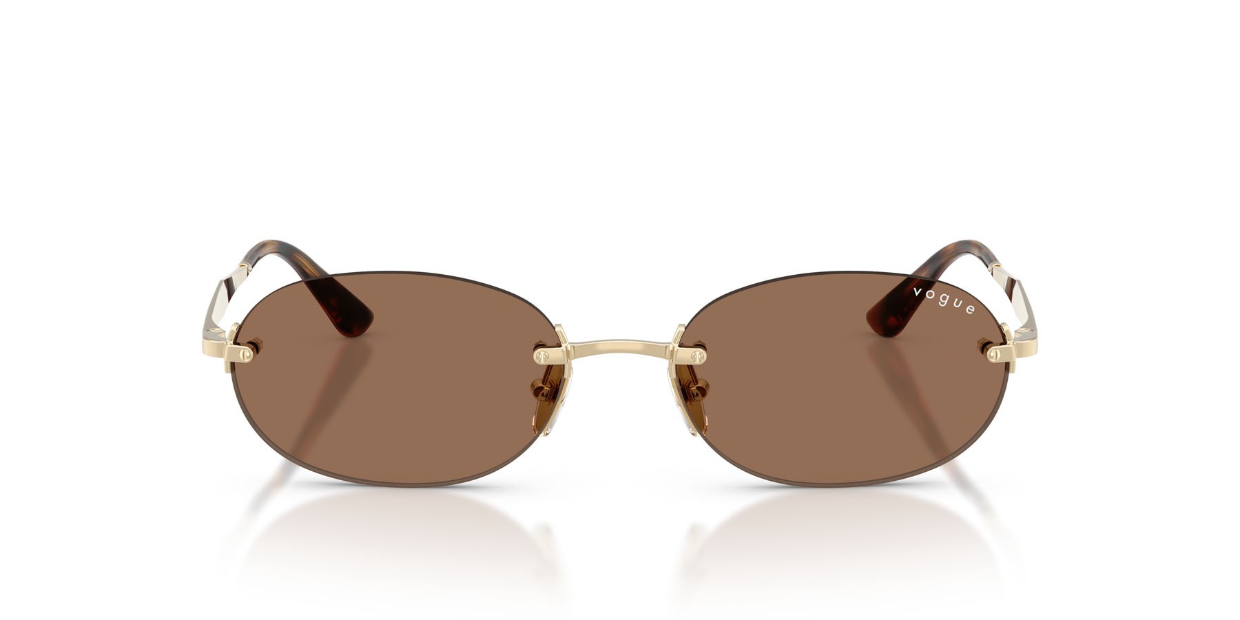 Sunglasses Vogue VO 4342S (848/73) color oro pallido shape oval lenses marrone scuro