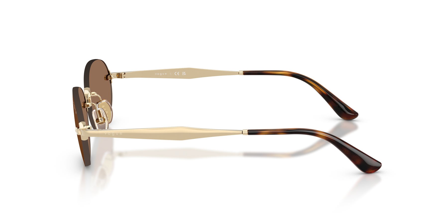 Sunglasses Vogue VO 4342S (848/73) color oro pallido shape oval lenses marrone scuro