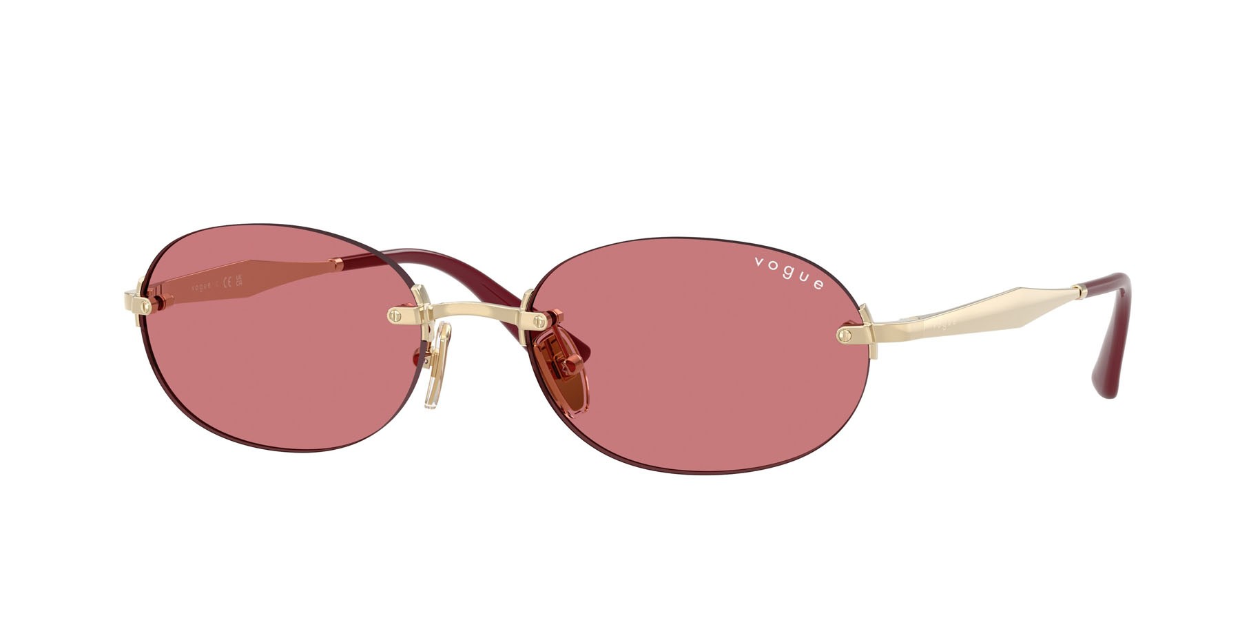 Sunglasses Vogue VO 4342S (848/75) color oro pallido shape oval lenses rosso