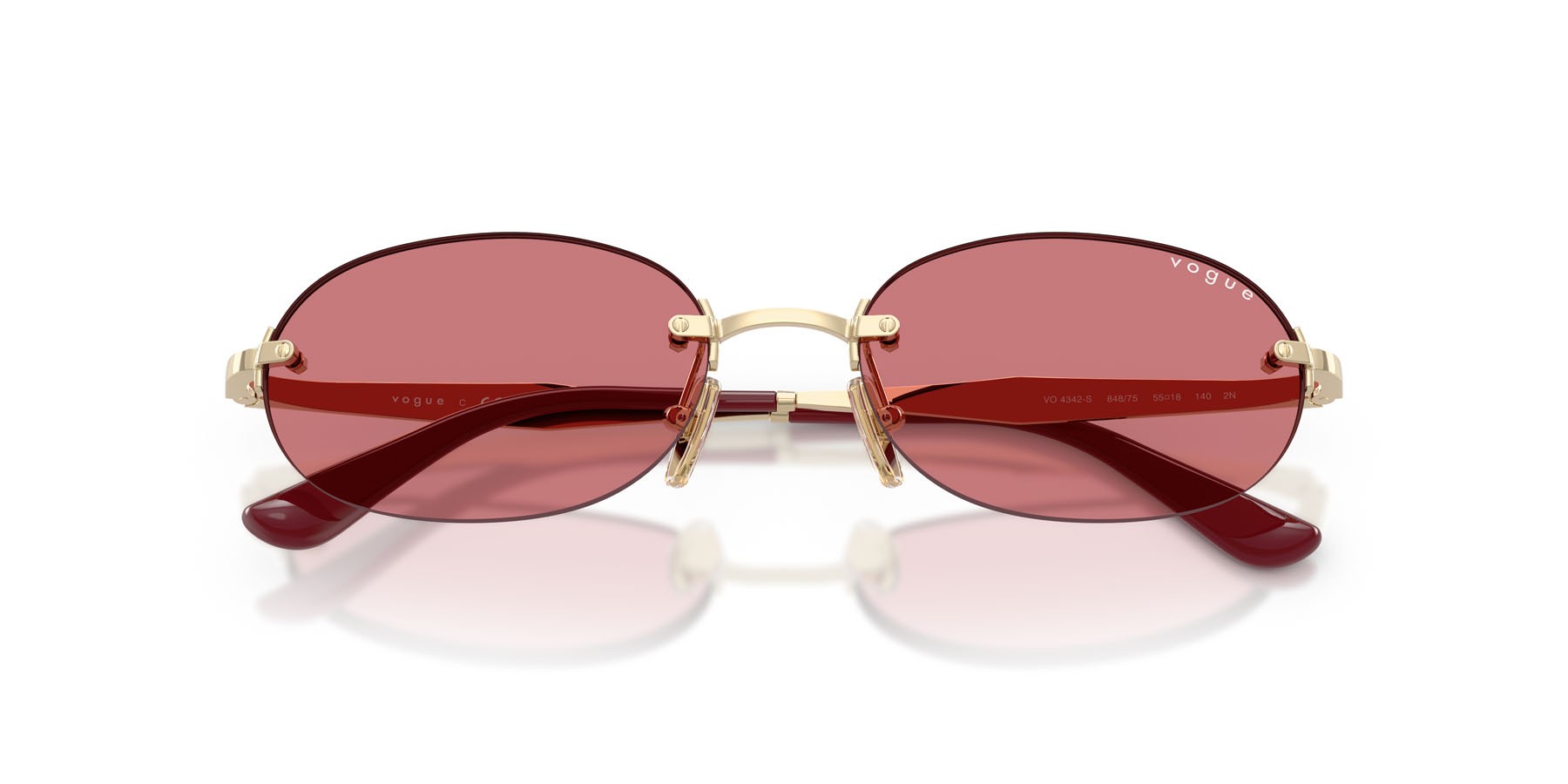 Sunglasses Vogue VO 4342S (848/75) color oro pallido shape oval lenses rosso
