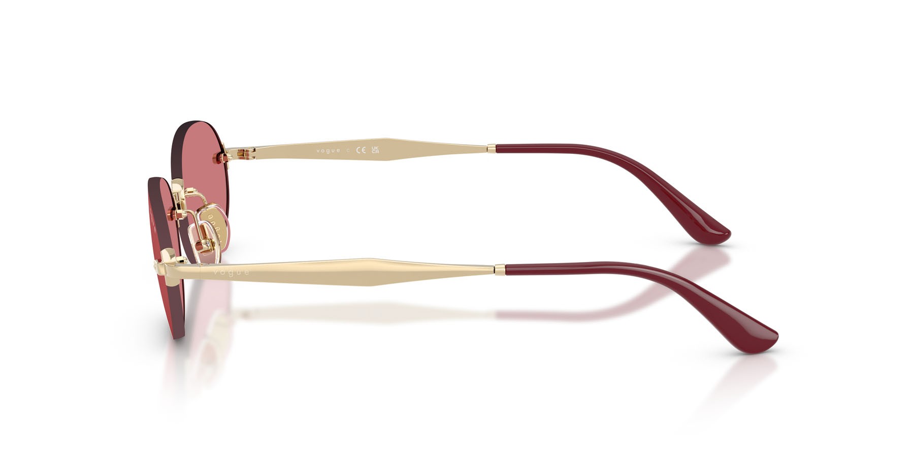 Sunglasses Vogue VO 4342S (848/75) color oro pallido shape oval lenses rosso