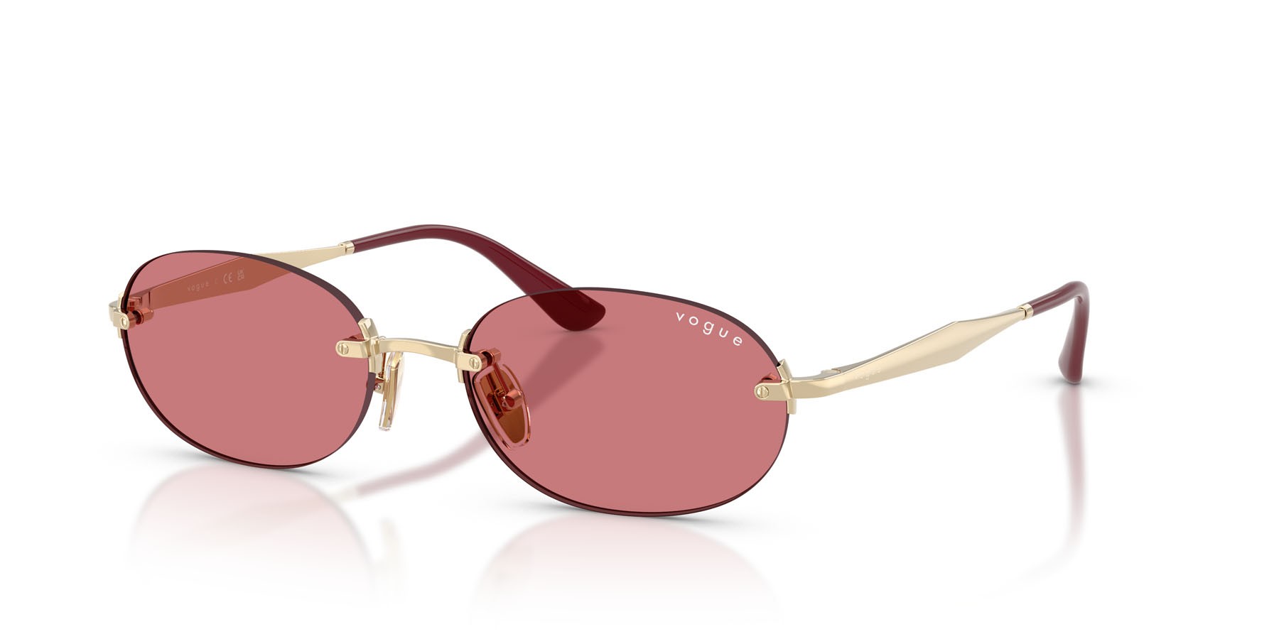 Sunglasses Vogue VO 4342S (848/75) color oro pallido shape oval lenses rosso