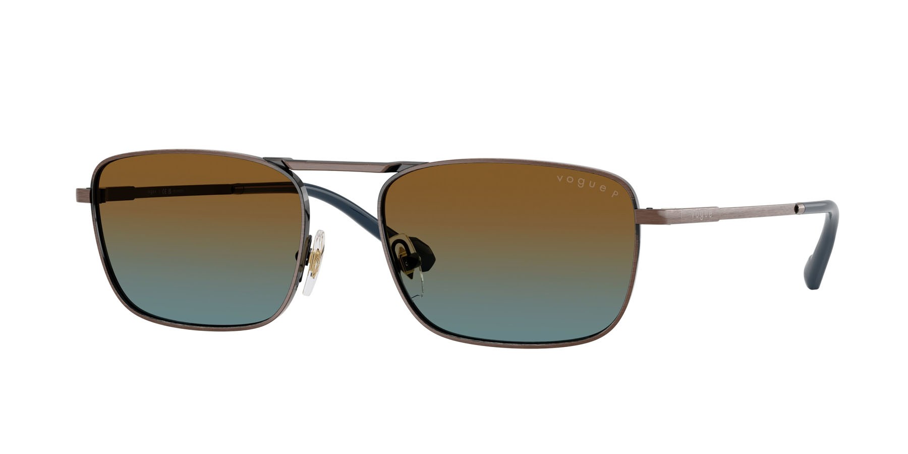 Occhiali da sole Vogue VO 4346S (51351F) colore rame antico forma quadrato lenti blu sfumato marrone polarizzata