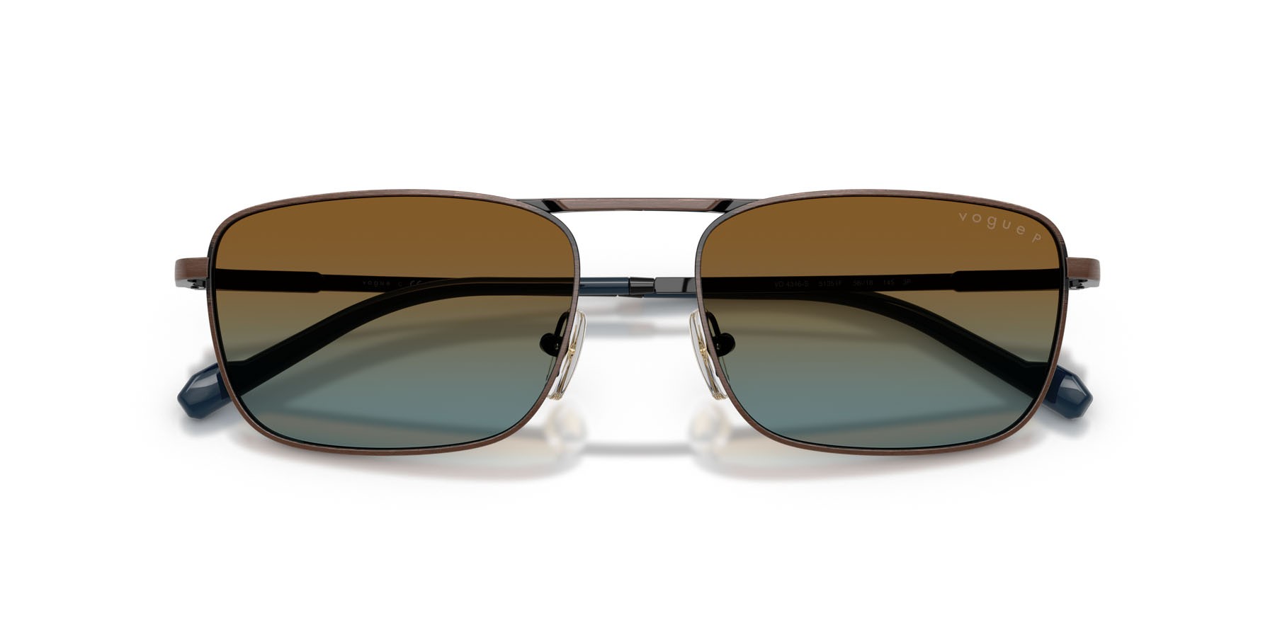 Occhiali da sole Vogue VO 4346S (51351F) colore rame antico forma quadrato lenti blu sfumato marrone polarizzata