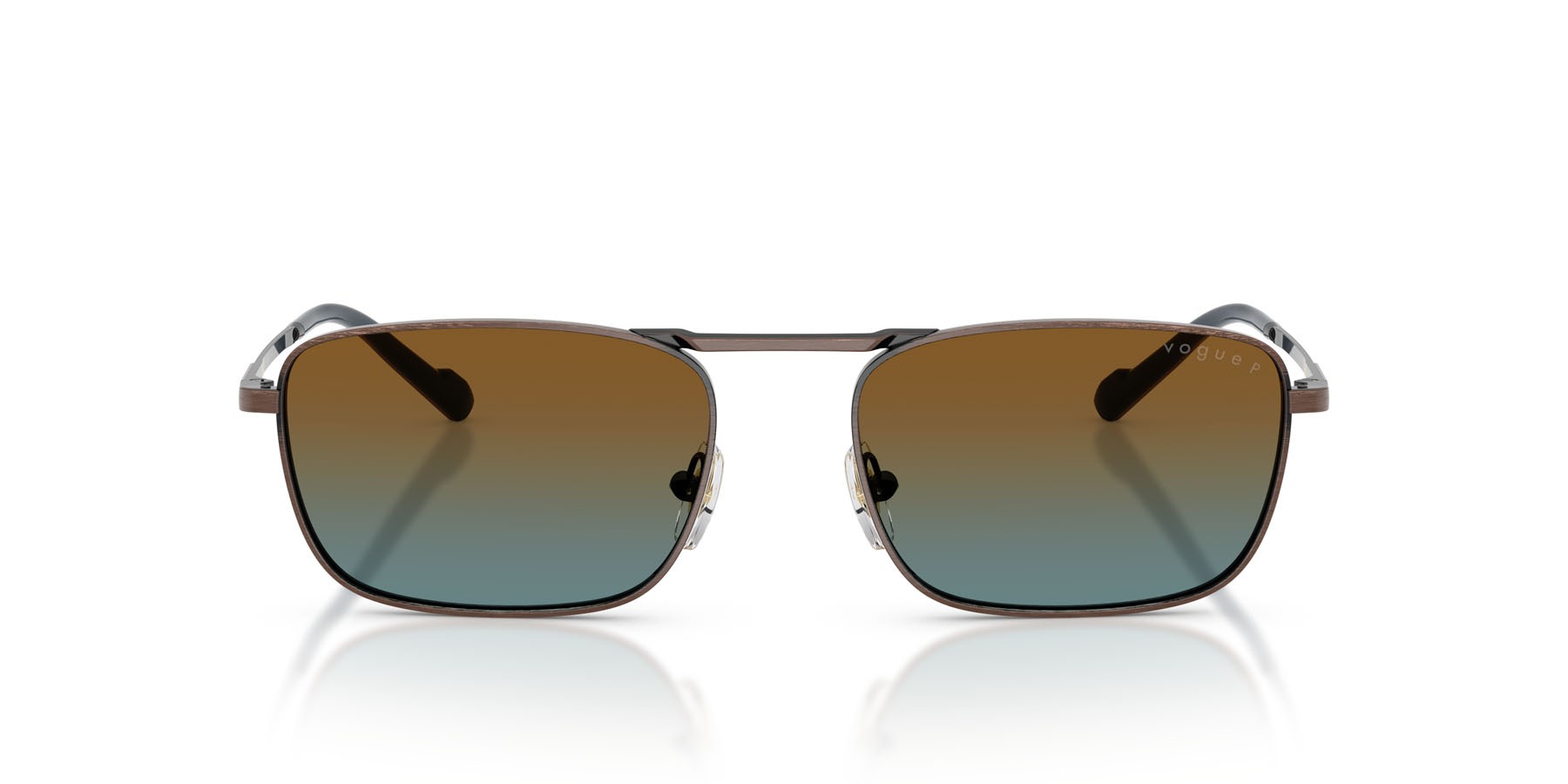 Occhiali da sole Vogue VO 4346S (51351F) colore rame antico forma quadrato lenti blu sfumato marrone polarizzata