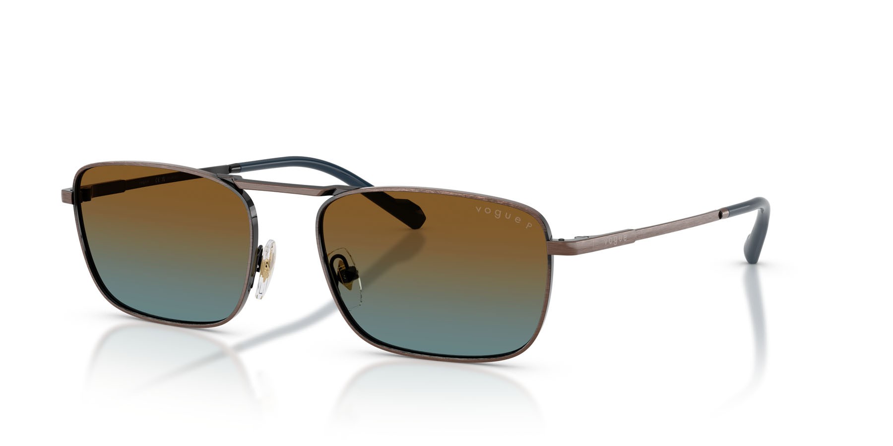 Occhiali da sole Vogue VO 4346S (51351F) colore rame antico forma quadrato lenti blu sfumato marrone polarizzata