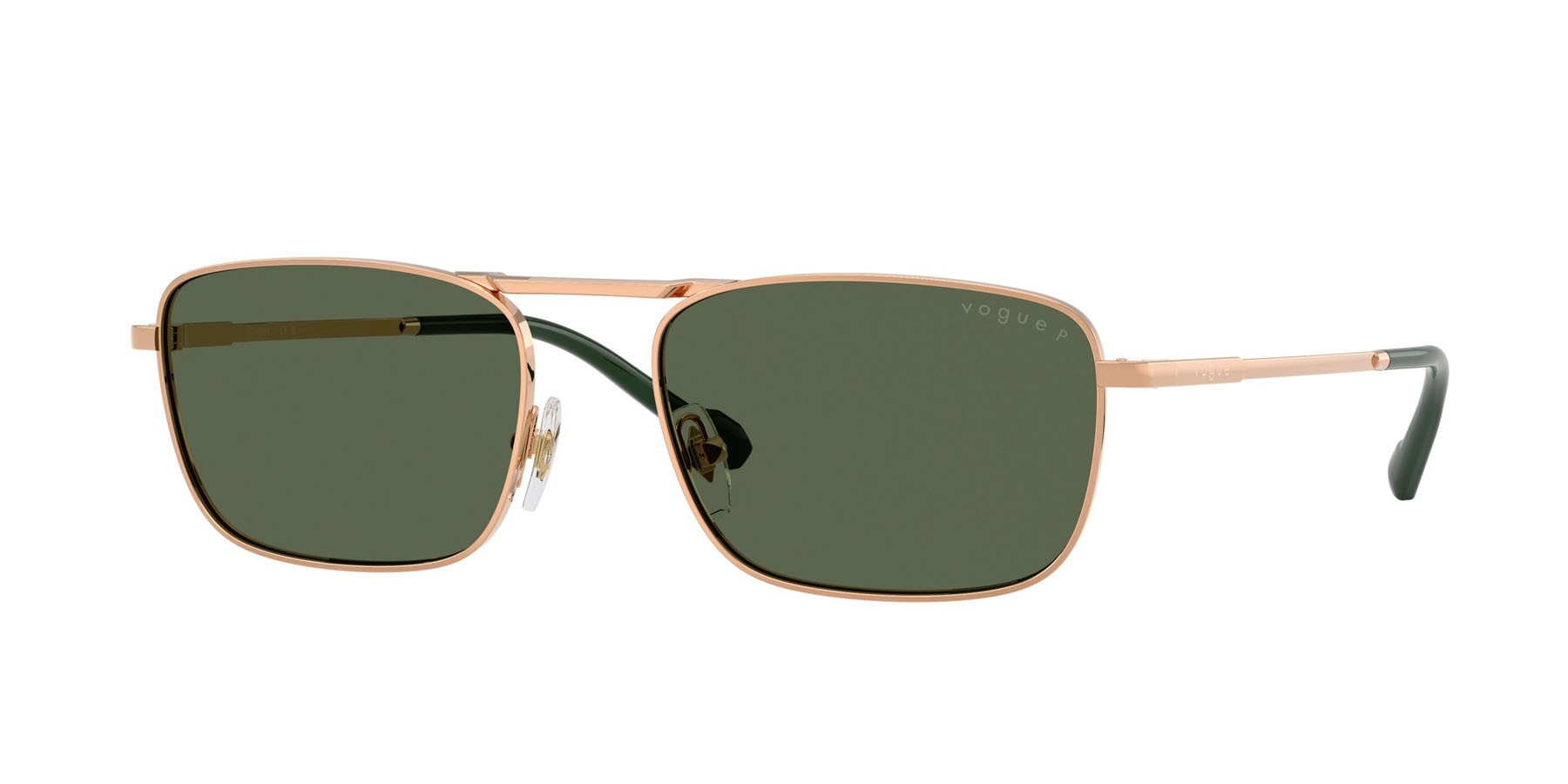 Occhiali da sole Vogue VO 4346S (51529A) colore oro rose forma quadrato lenti polar verde scuro