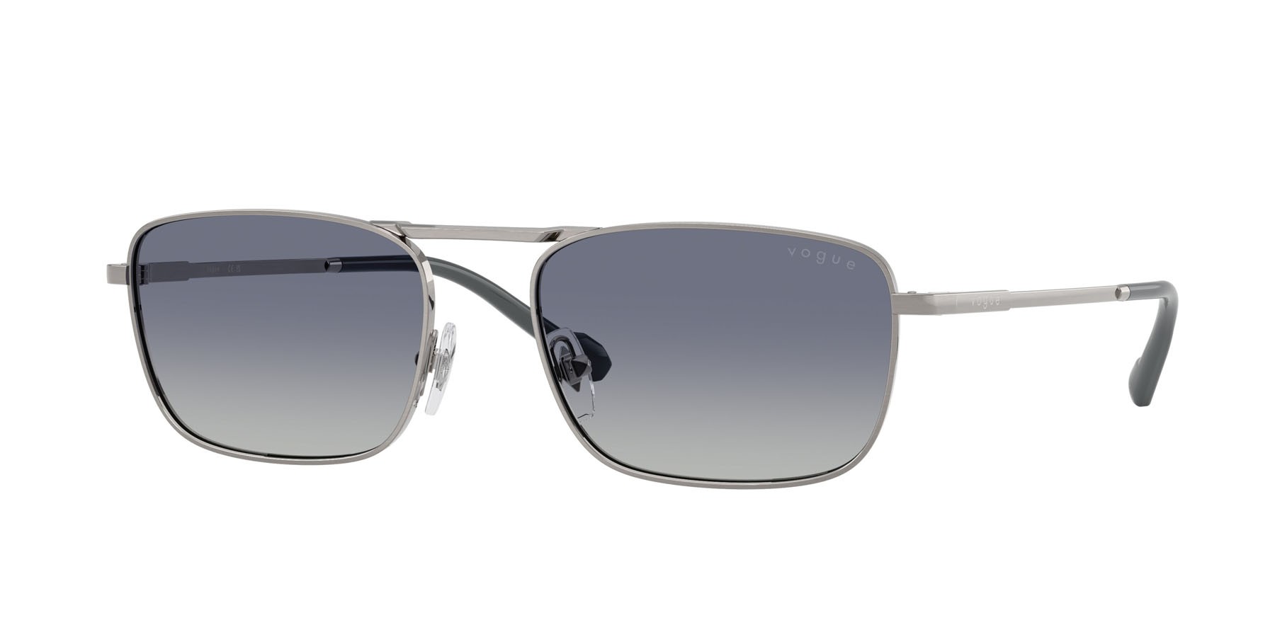 Occhiali da sole Vogue VO 4346S (51874L) colore gunmetal spazzolato forma quadrato lenti blu sfumato grigio