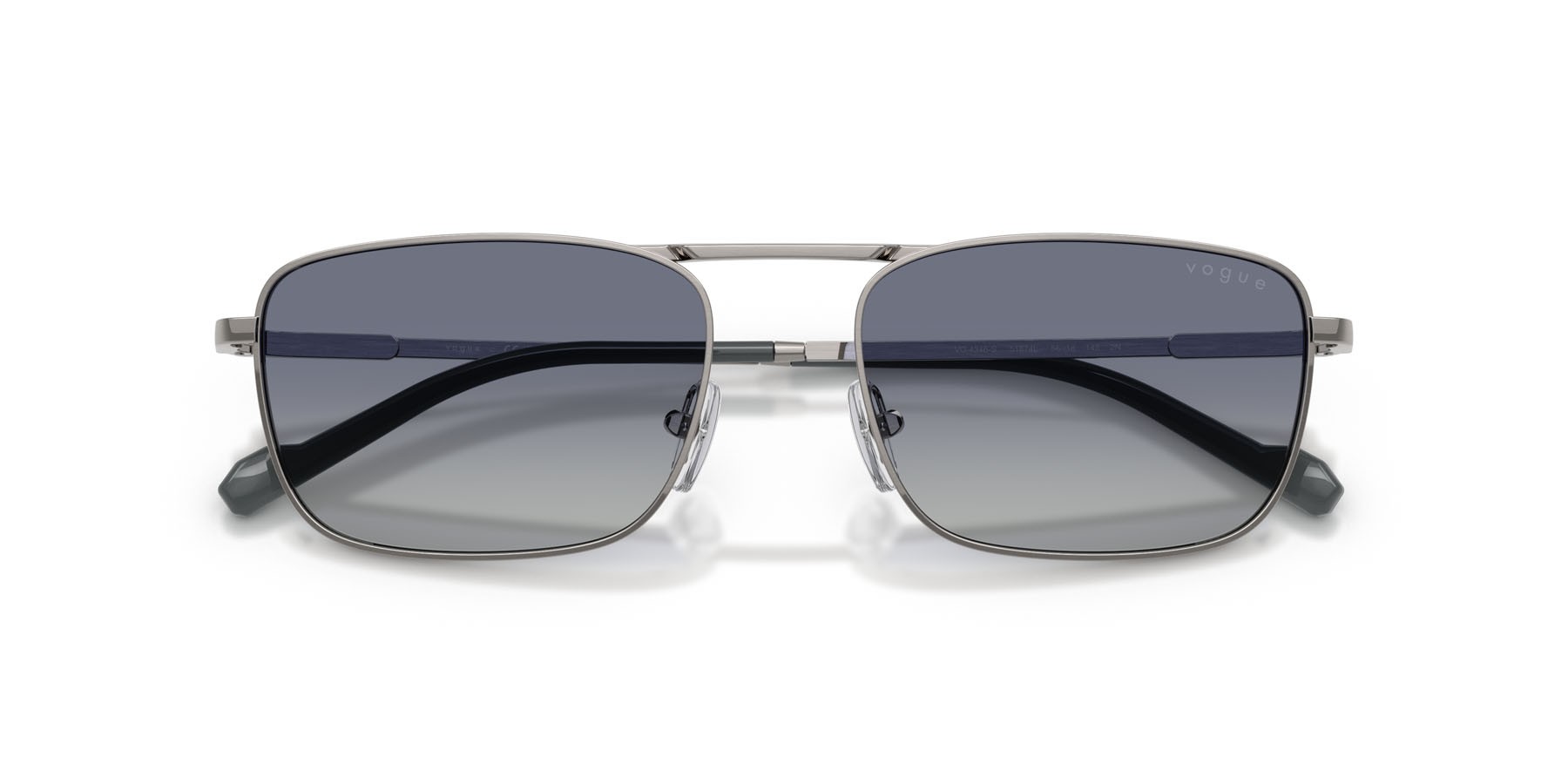 Occhiali da sole Vogue VO 4346S (51874L) colore gunmetal spazzolato forma quadrato lenti blu sfumato grigio