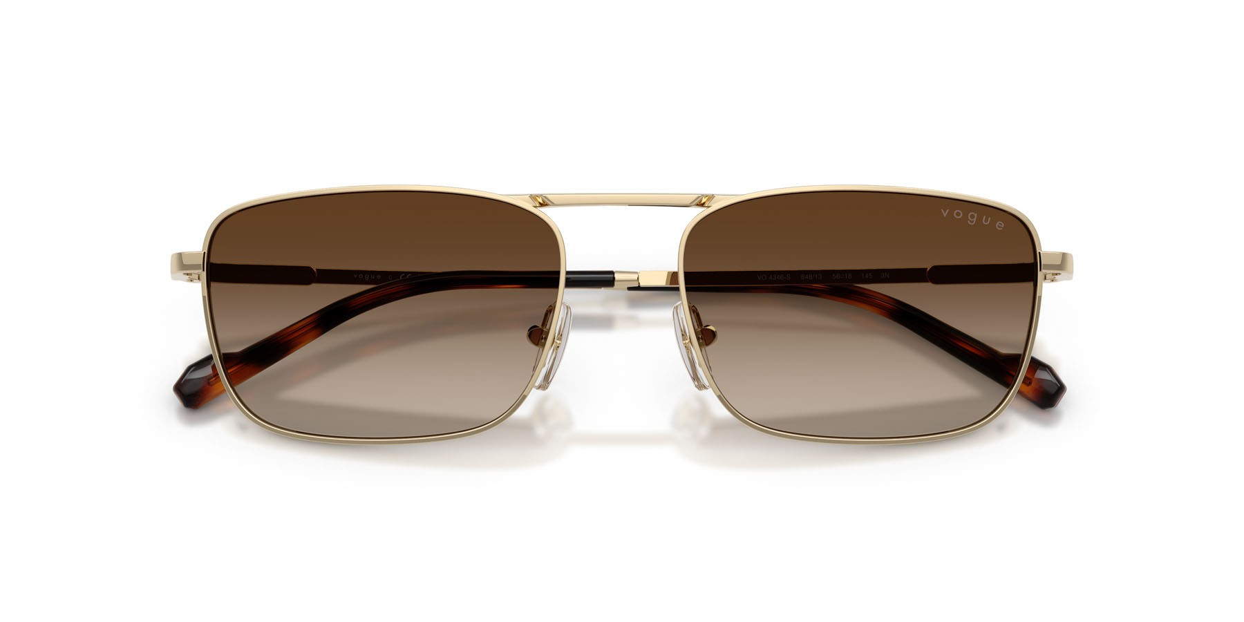Occhiali da sole Vogue VO 4346S (848/13) colore oro pallido forma quadrato lenti marrone sfumato