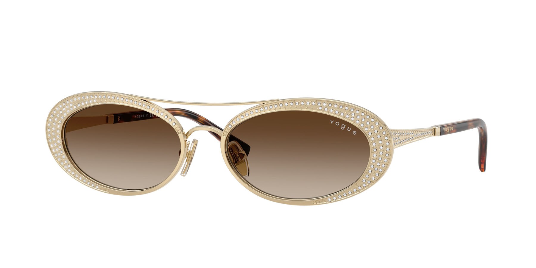 Sunglasses Vogue VO 4348SB (848/13) color oro pallido shape oval lenses marrone sfumato
