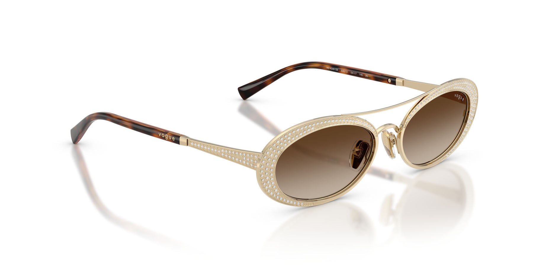 Sunglasses Vogue VO 4348SB (848/13) color oro pallido shape oval lenses marrone sfumato