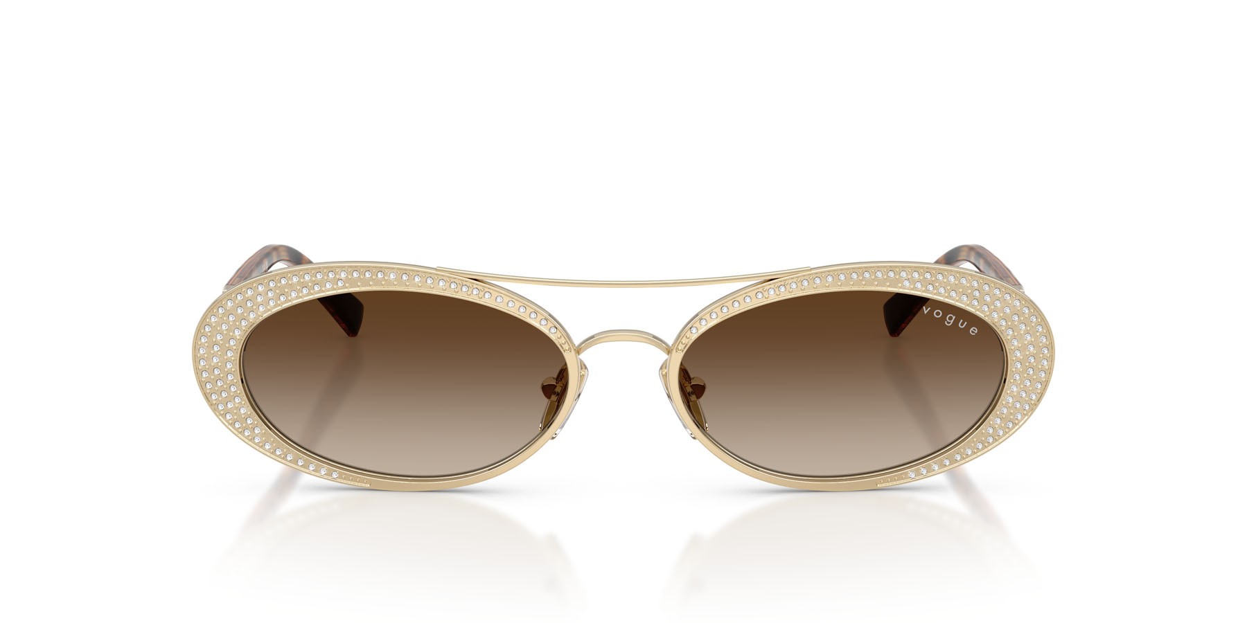 Sunglasses Vogue VO 4348SB (848/13) color oro pallido shape oval lenses marrone sfumato