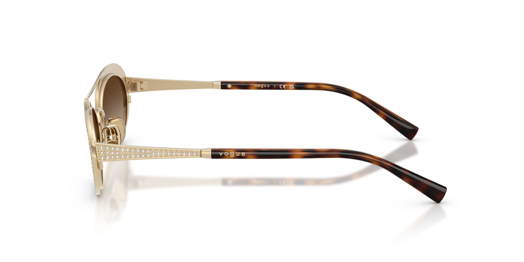 Sunglasses Vogue VO 4348SB (848/13) color oro pallido shape oval lenses marrone sfumato