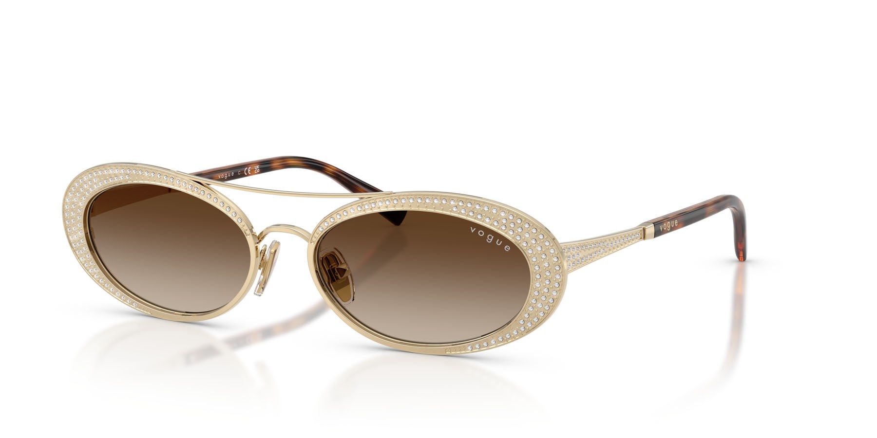 Sunglasses Vogue VO 4348SB (848/13) color oro pallido shape oval lenses marrone sfumato