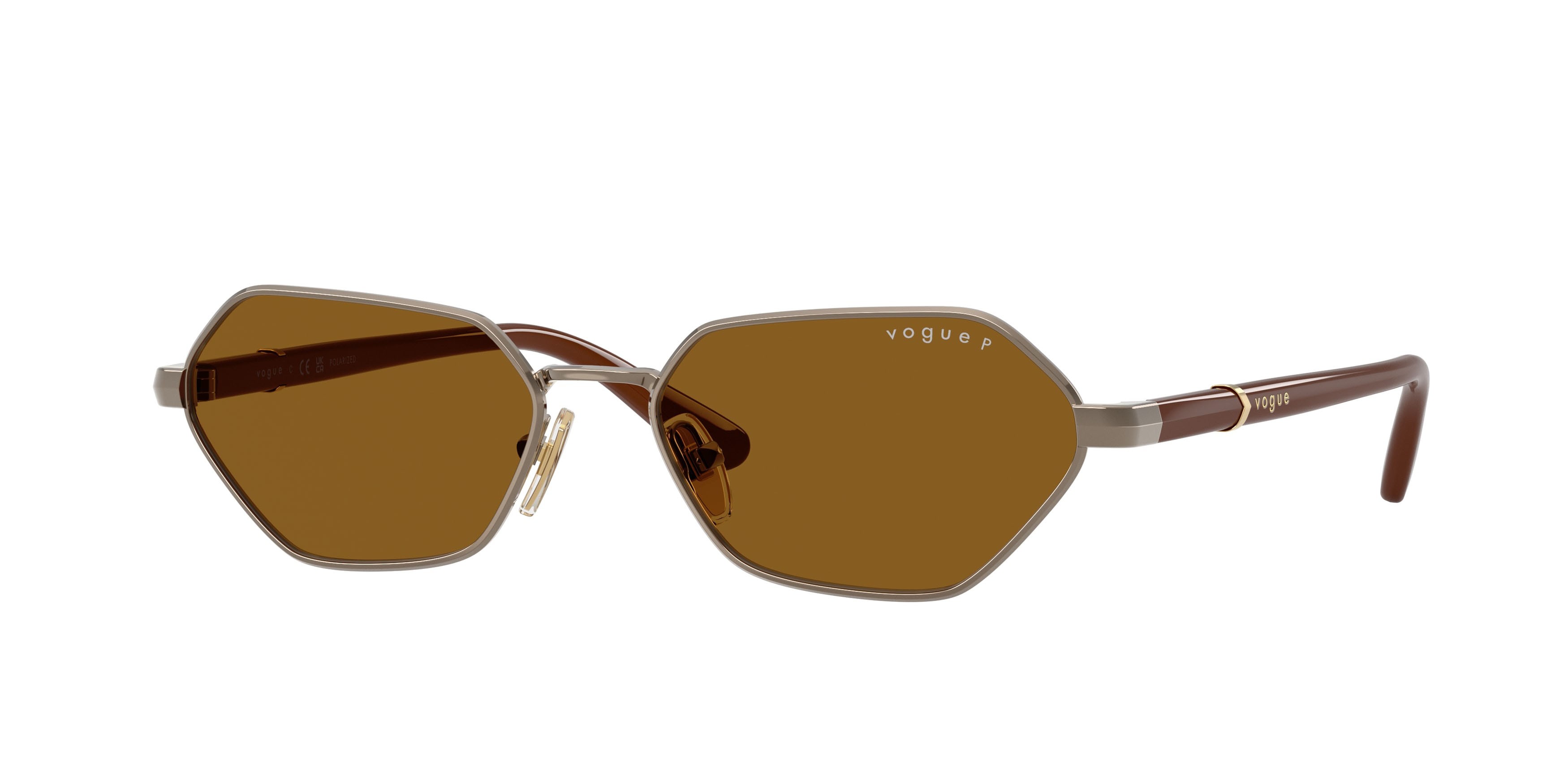 Occhiali da sole Vogue VO 4349S (513883) colore marrone chiaro forma farfalla lenti polar marrone scuro