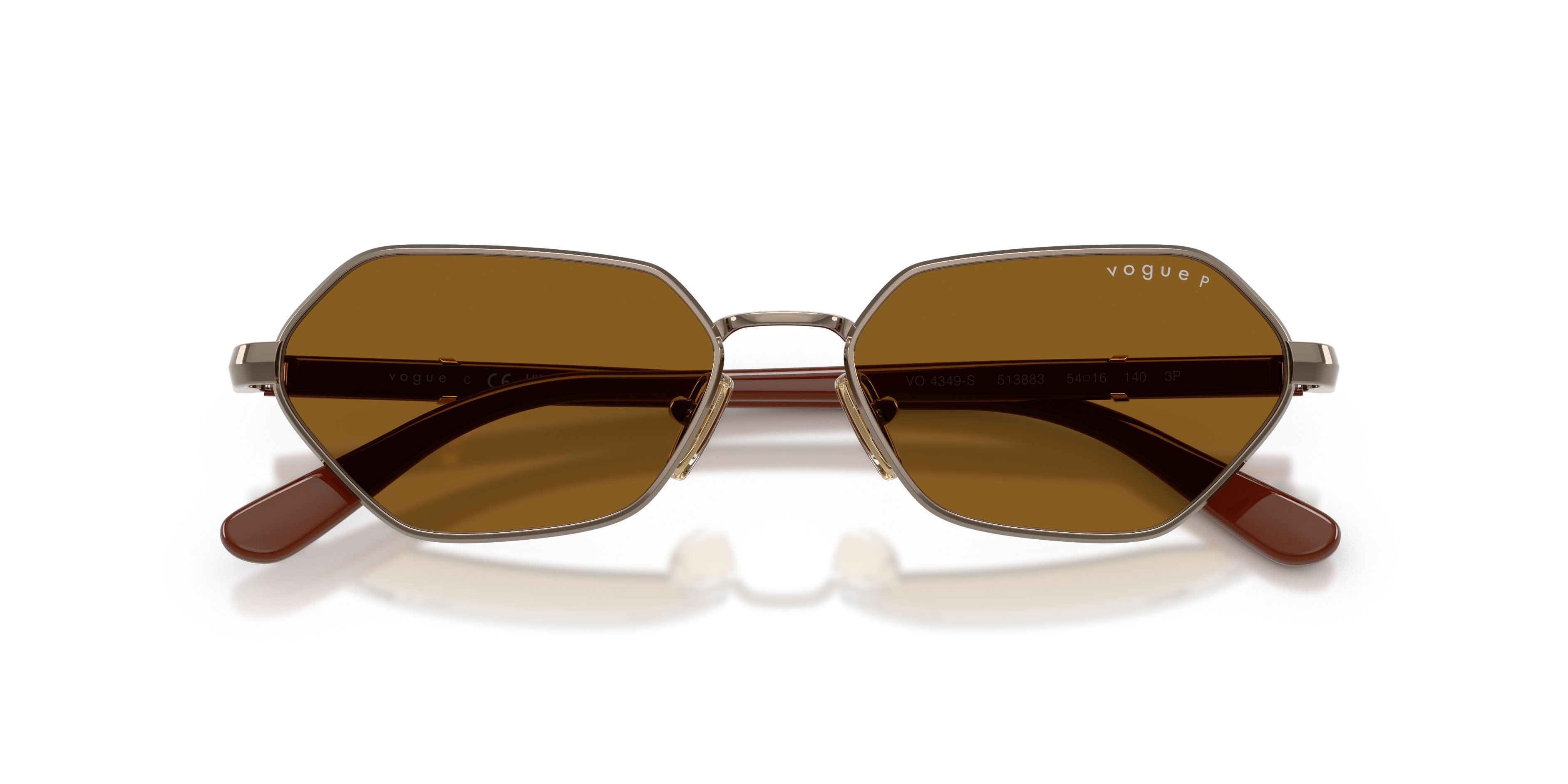 Occhiali da sole Vogue VO 4349S (513883) colore marrone chiaro forma farfalla lenti polar marrone scuro