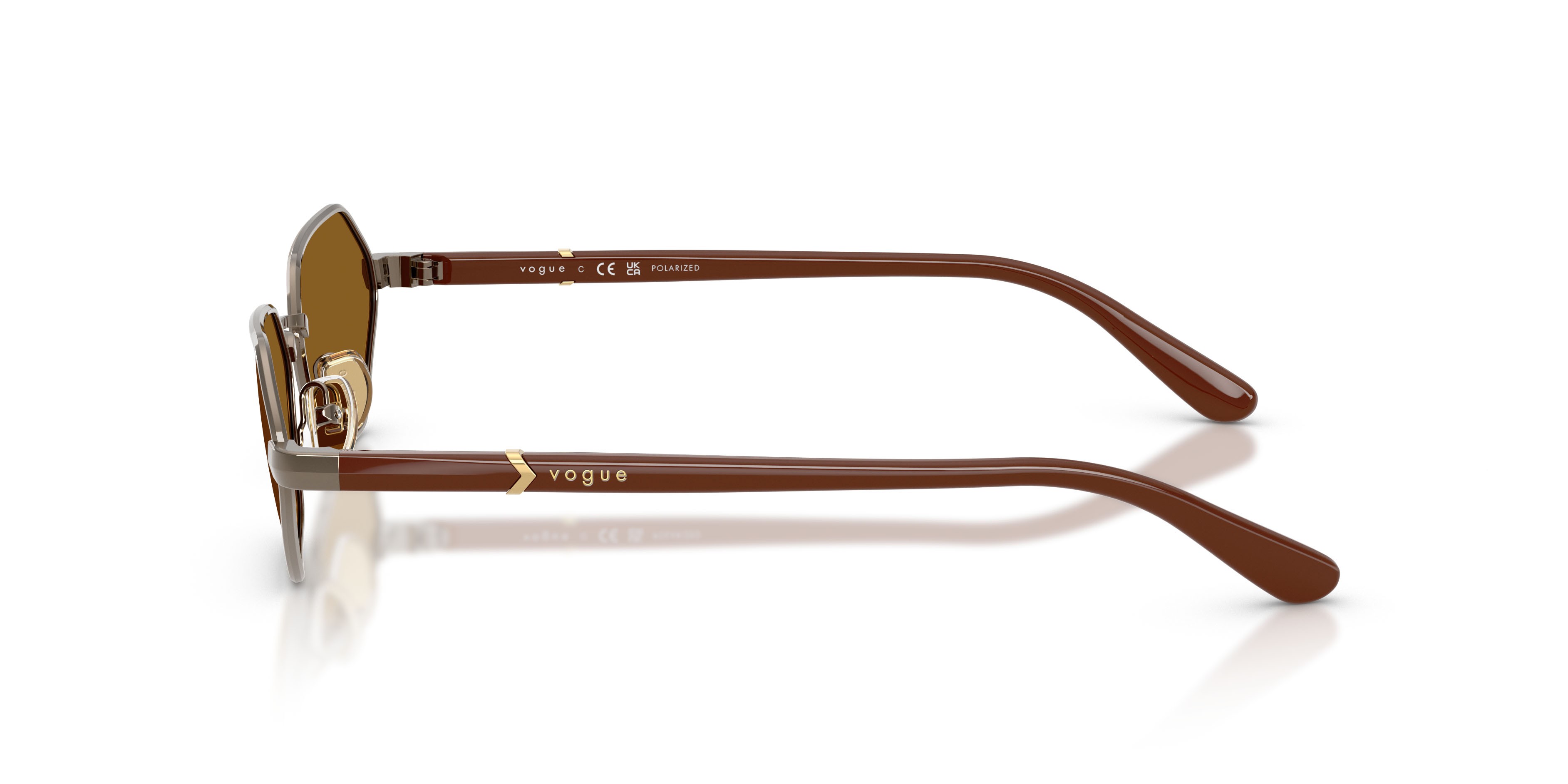 Occhiali da sole Vogue VO 4349S (513883) colore marrone chiaro forma farfalla lenti polar marrone scuro