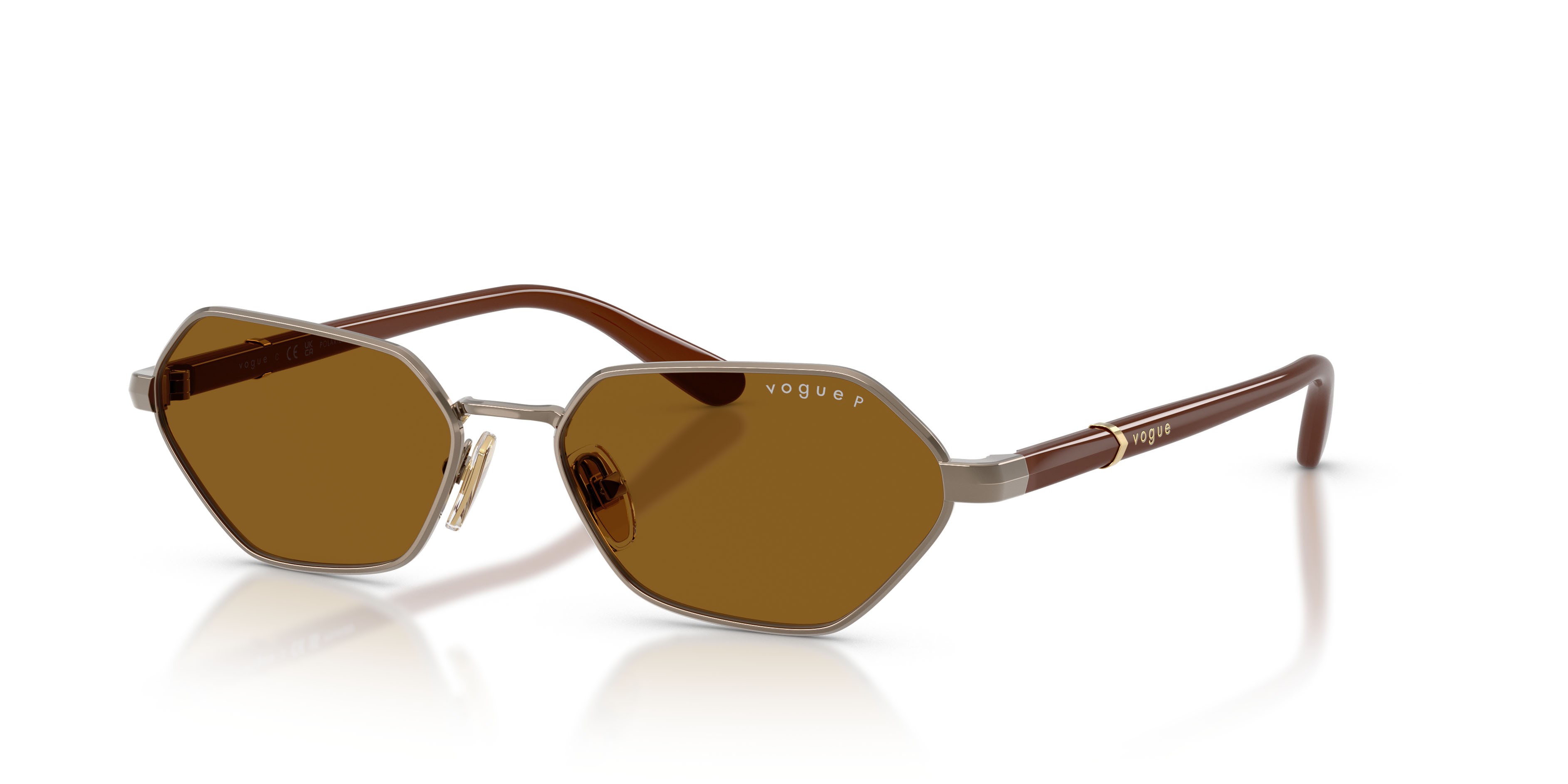 Occhiali da sole Vogue VO 4349S (513883) colore marrone chiaro forma farfalla lenti polar marrone scuro