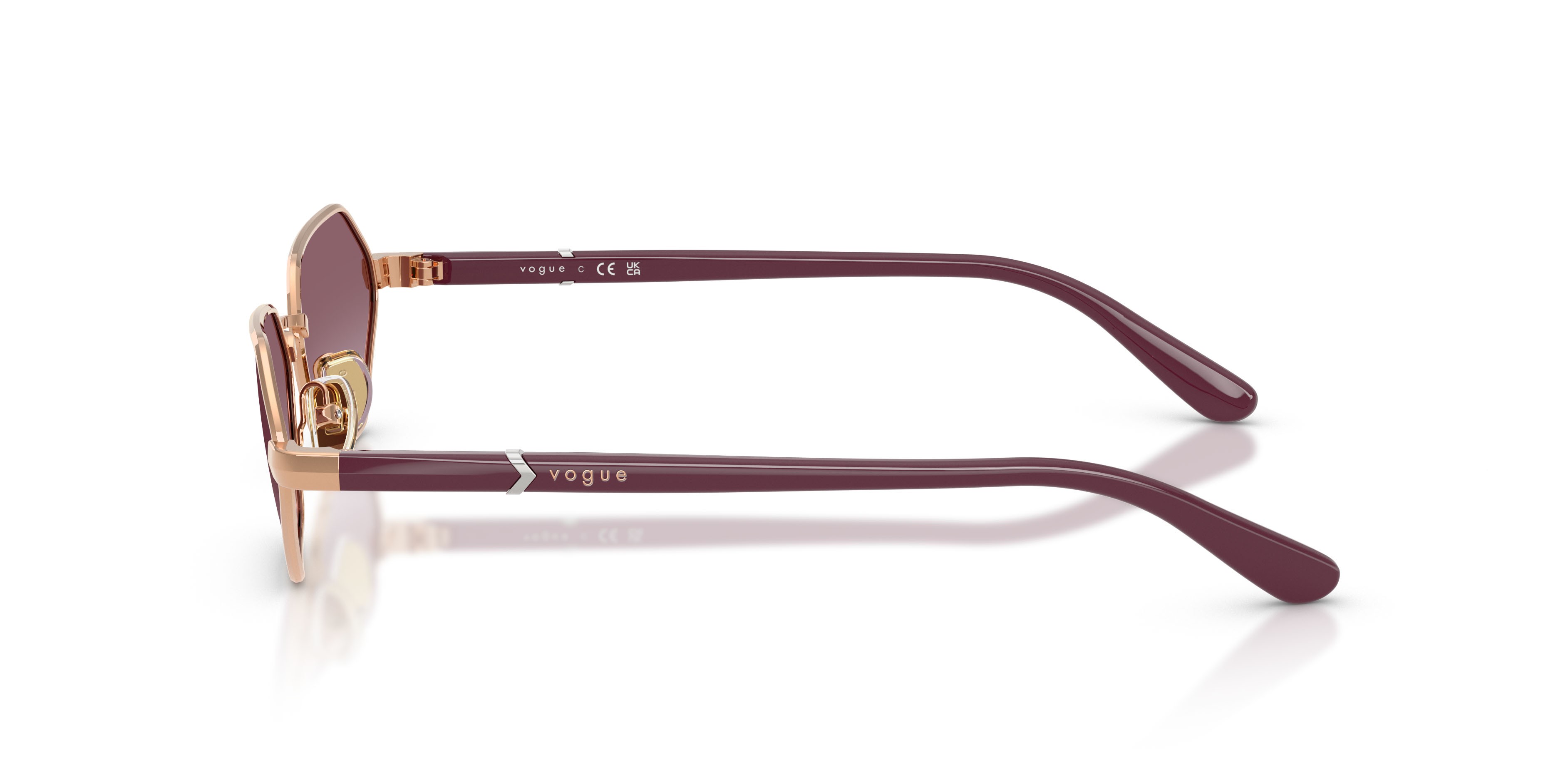 Occhiali da sole Vogue VO 4349S (51528H) colore oro rose forma farfalla lenti sfumato viola