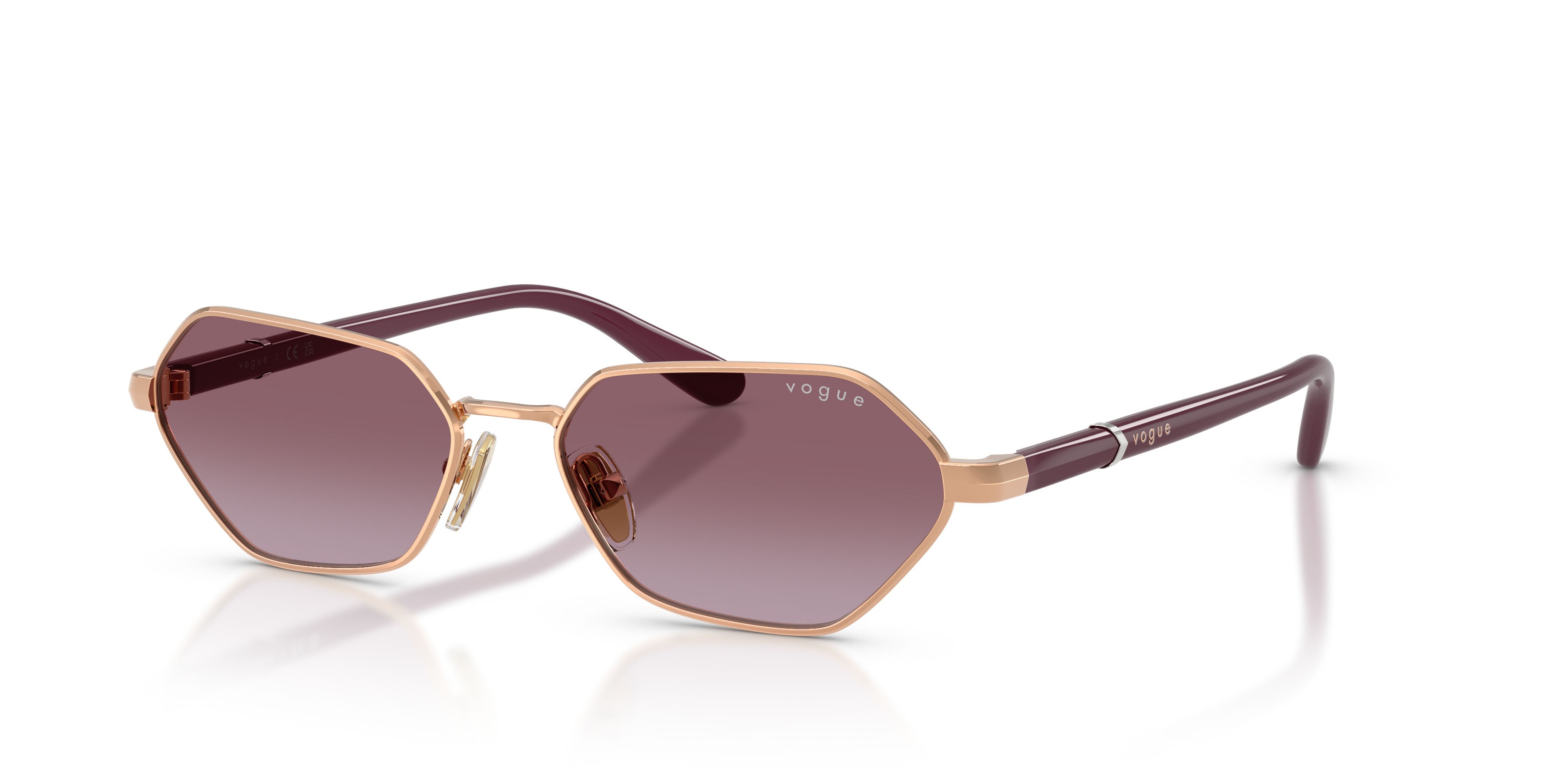 Occhiali da sole Vogue VO 4349S (51528H) colore oro rose forma farfalla lenti sfumato viola