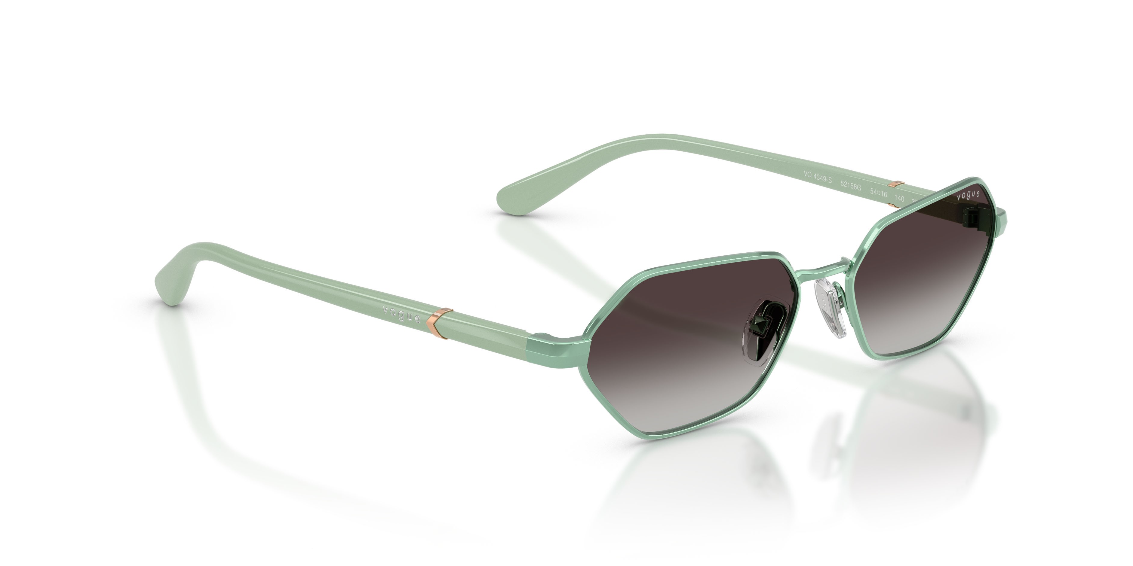 Occhiali da sole Vogue VO 4349S (52158G) colore verde chiaro forma farfalla lenti sfumato grigio