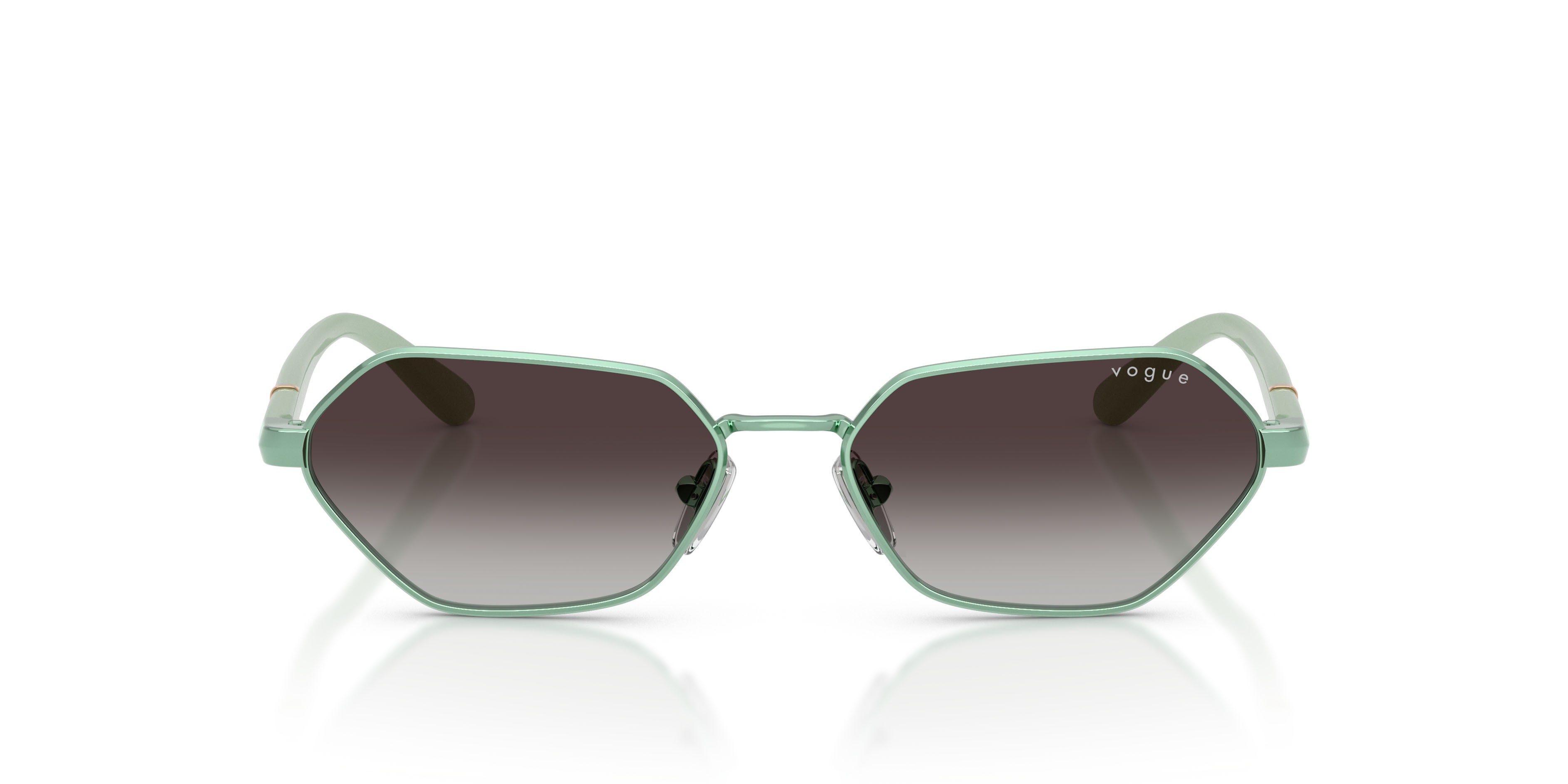 Occhiali da sole Vogue VO 4349S (52158G) colore verde chiaro forma farfalla lenti sfumato grigio