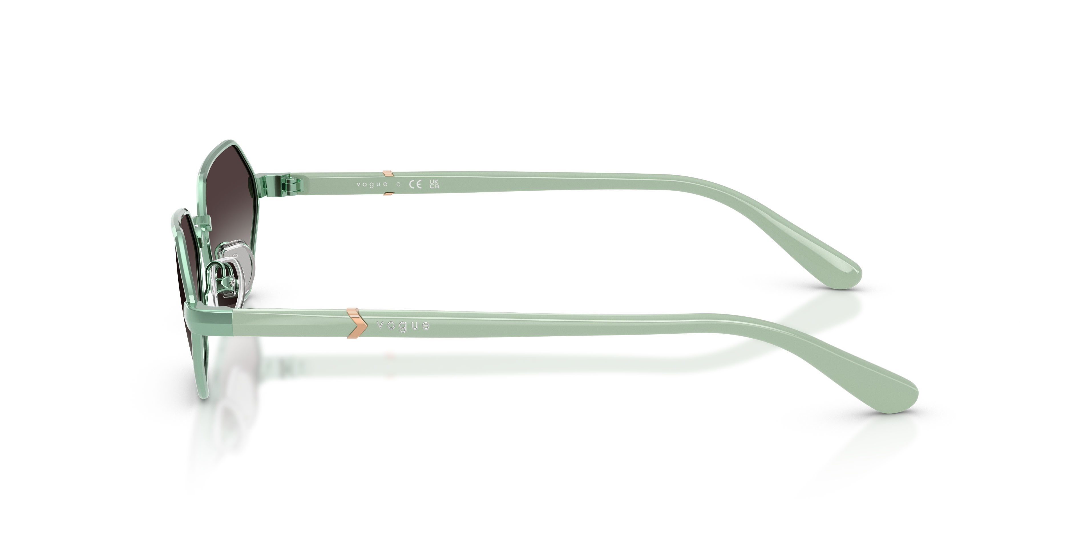 Occhiali da sole Vogue VO 4349S (52158G) colore verde chiaro forma farfalla lenti sfumato grigio