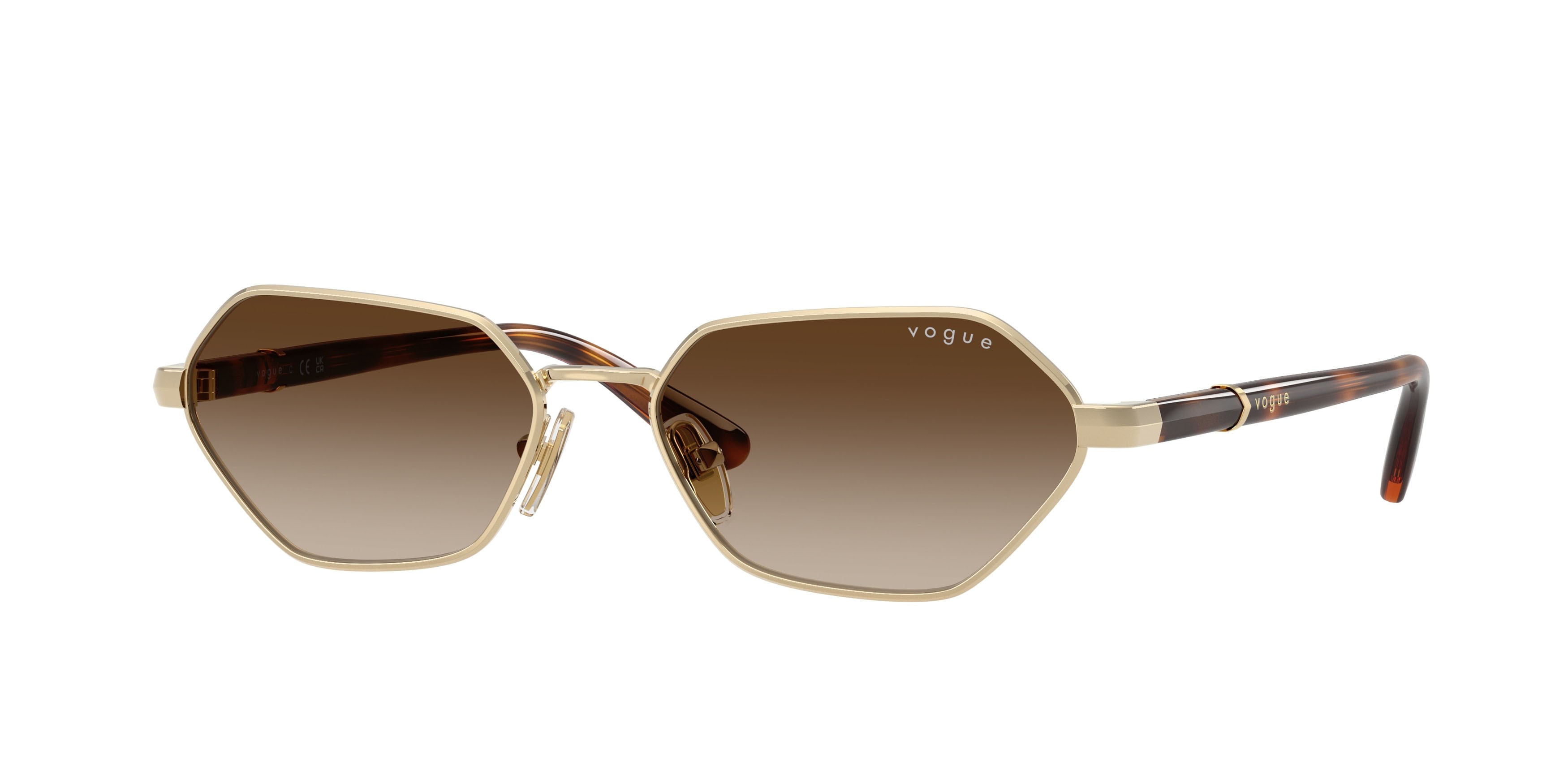 Sunglasses Vogue VO 4349S (848/13) color oro pallido shape butterfly lenses marrone sfumato
