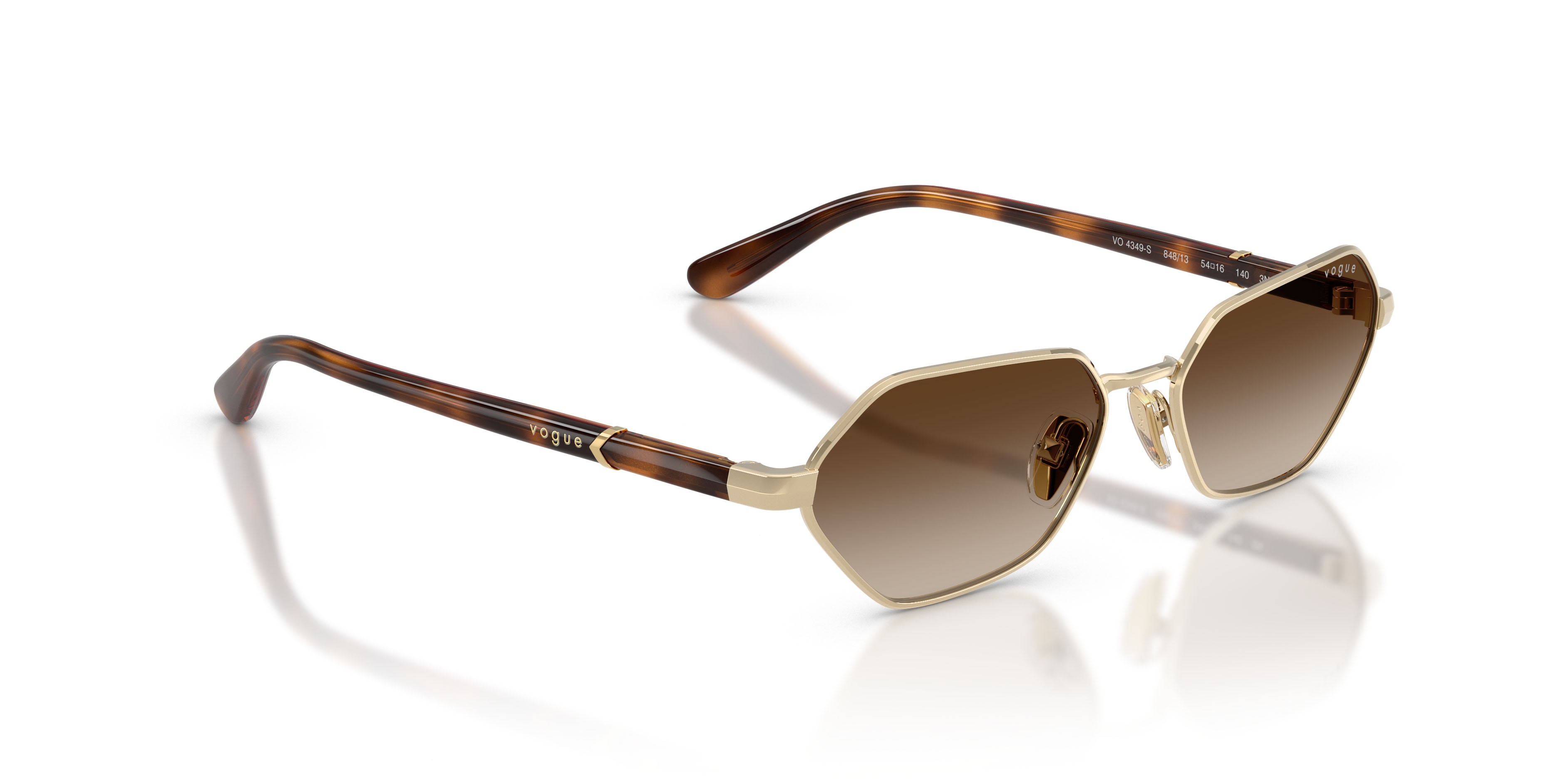Sunglasses Vogue VO 4349S (848/13) color oro pallido shape butterfly lenses marrone sfumato