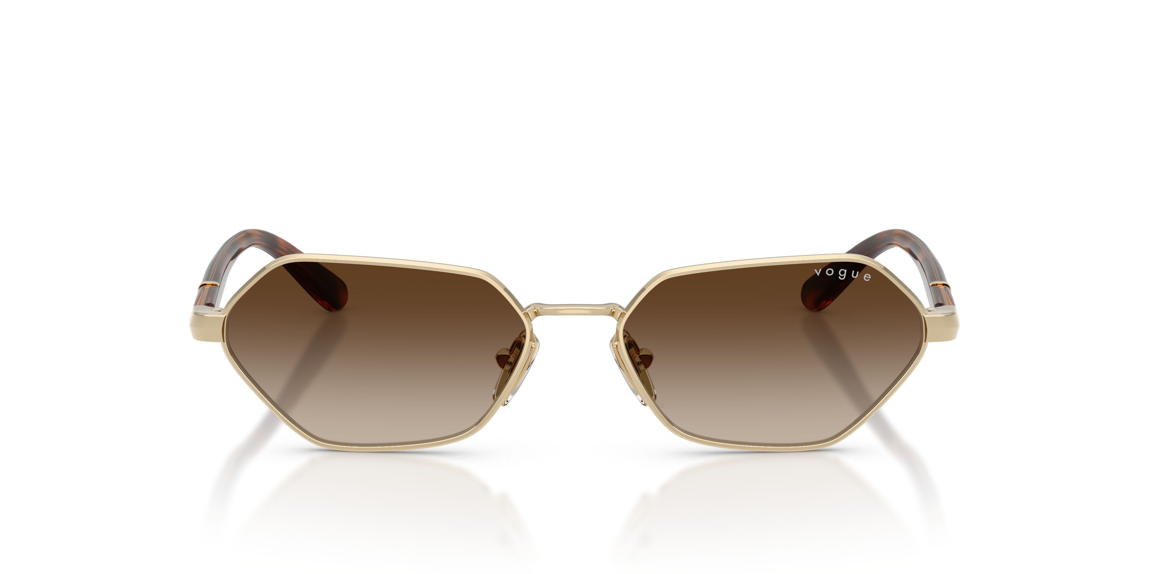 Sunglasses Vogue VO 4349S (848/13) color oro pallido shape butterfly lenses marrone sfumato