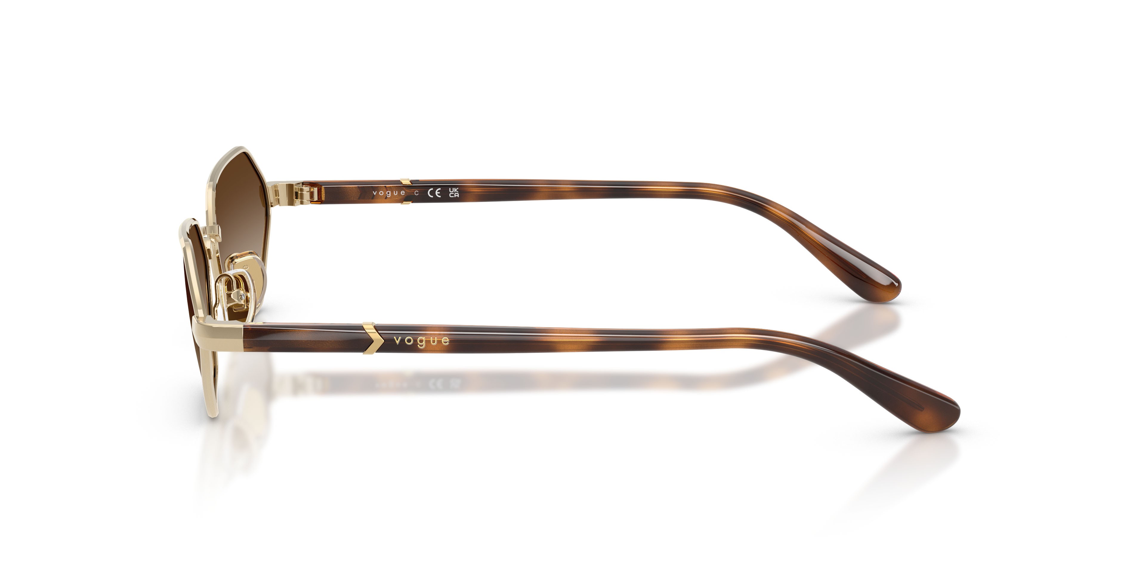 Sunglasses Vogue VO 4349S (848/13) color oro pallido shape butterfly lenses marrone sfumato