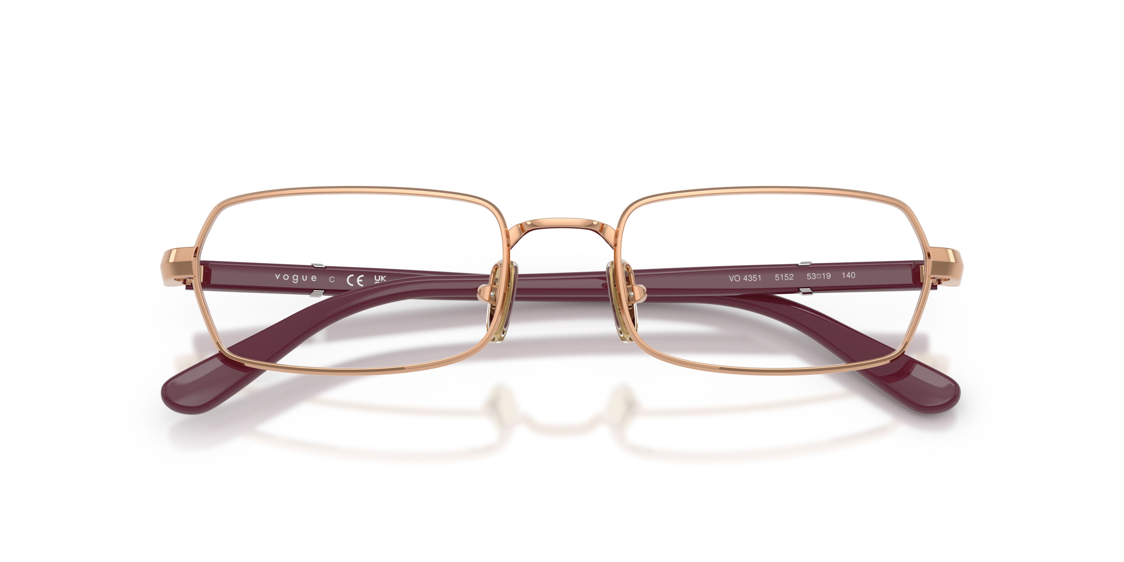 Occhiali da vista Vogue VO 4351 (5152) colore oro rose forma irregolare lenti lente demo