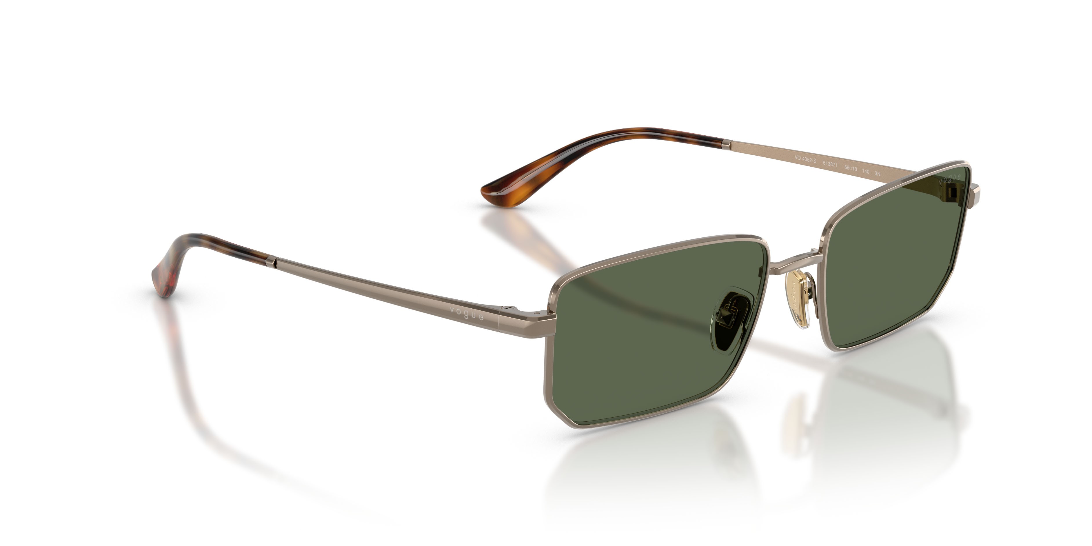 Sunglasses Vogue VO 4352S (513871) color marrone chiaro shape irregular lenses verde scuro
