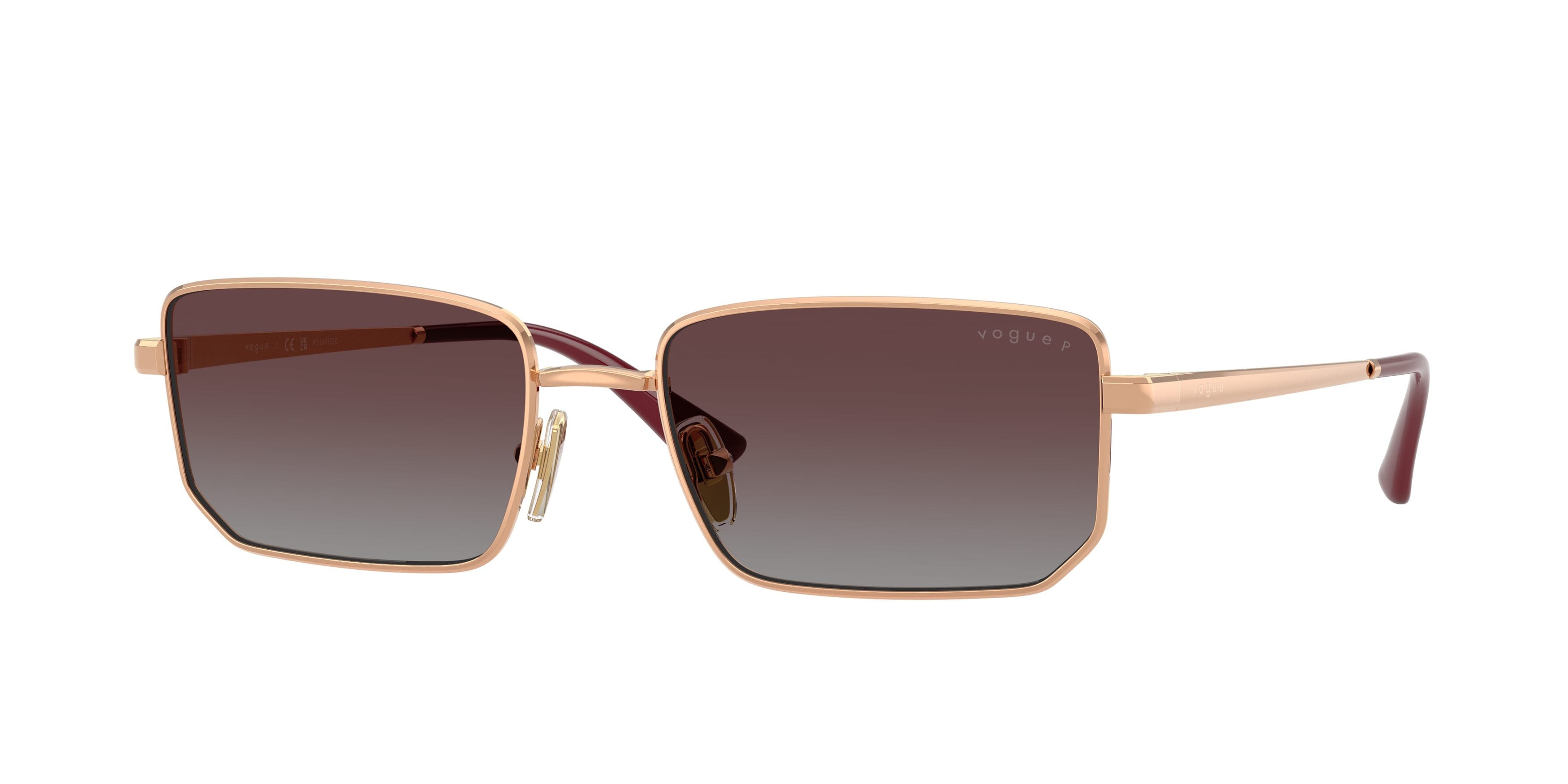 Sunglasses Vogue VO 4352S (515262) color oro rose shape irregular lenses polarizzata grigio sfumato violetto