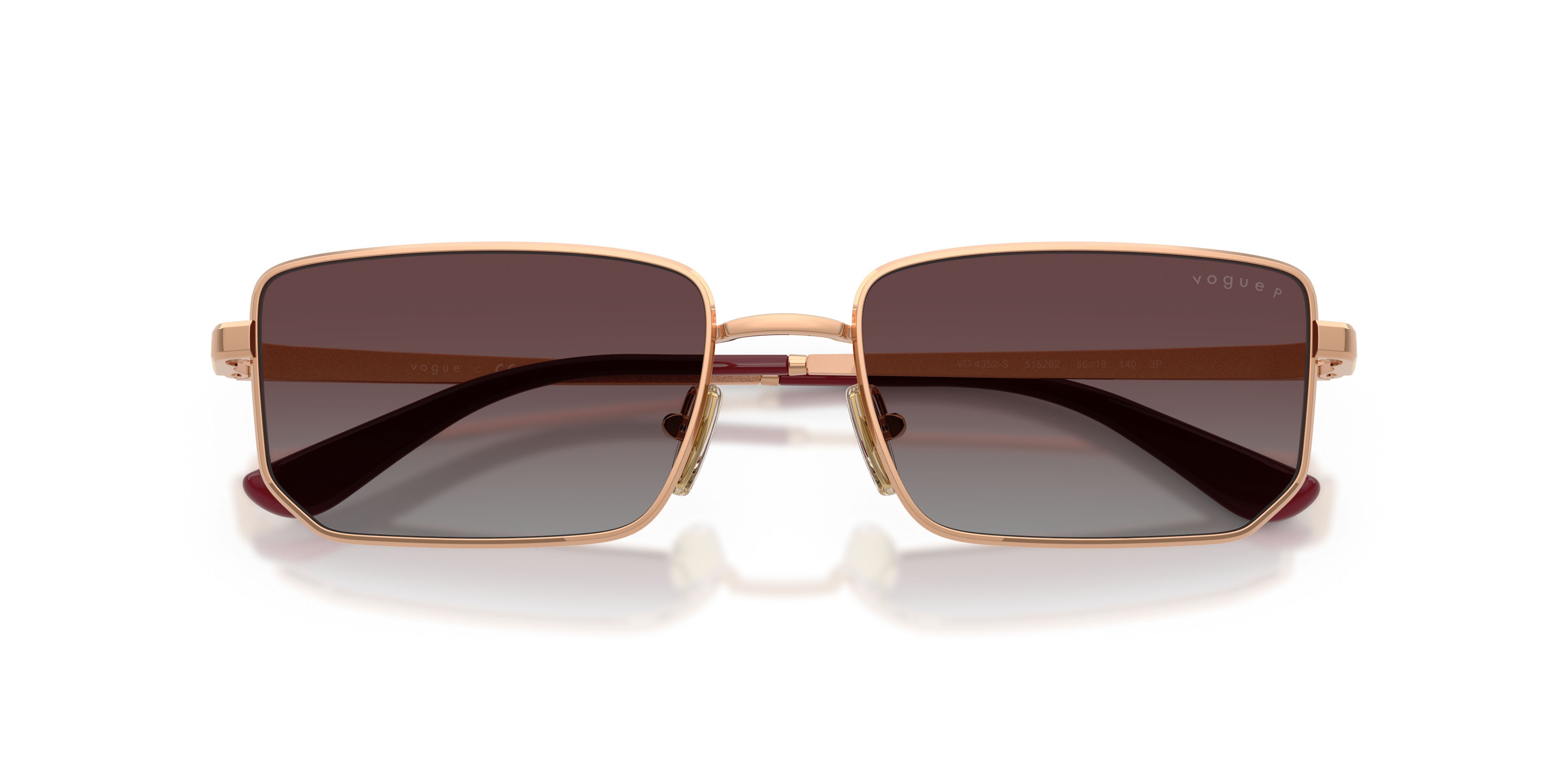 Sunglasses Vogue VO 4352S (515262) color oro rose shape irregular lenses polarizzata grigio sfumato violetto
