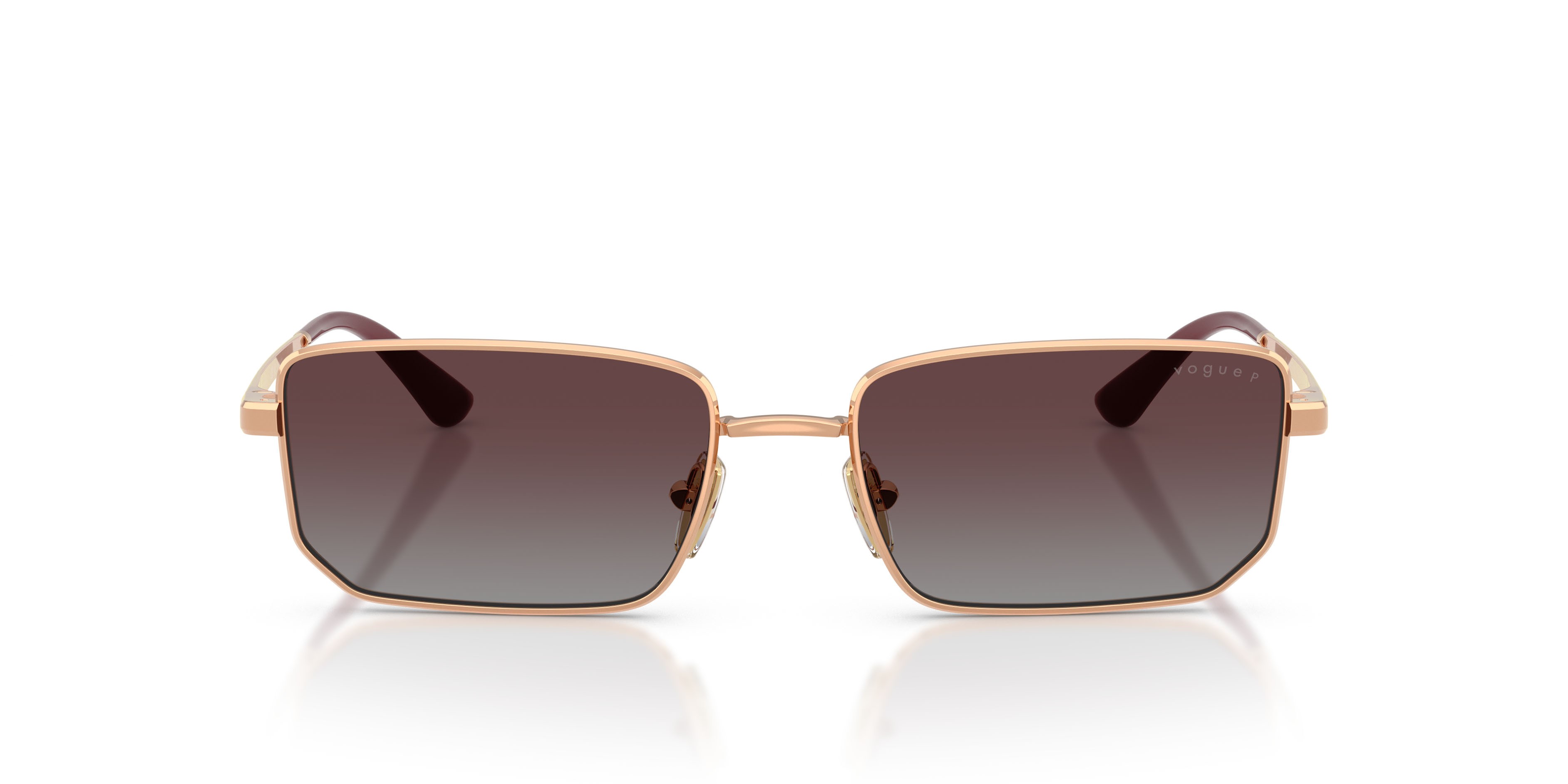 Sunglasses Vogue VO 4352S (515262) color oro rose shape irregular lenses polarizzata grigio sfumato violetto