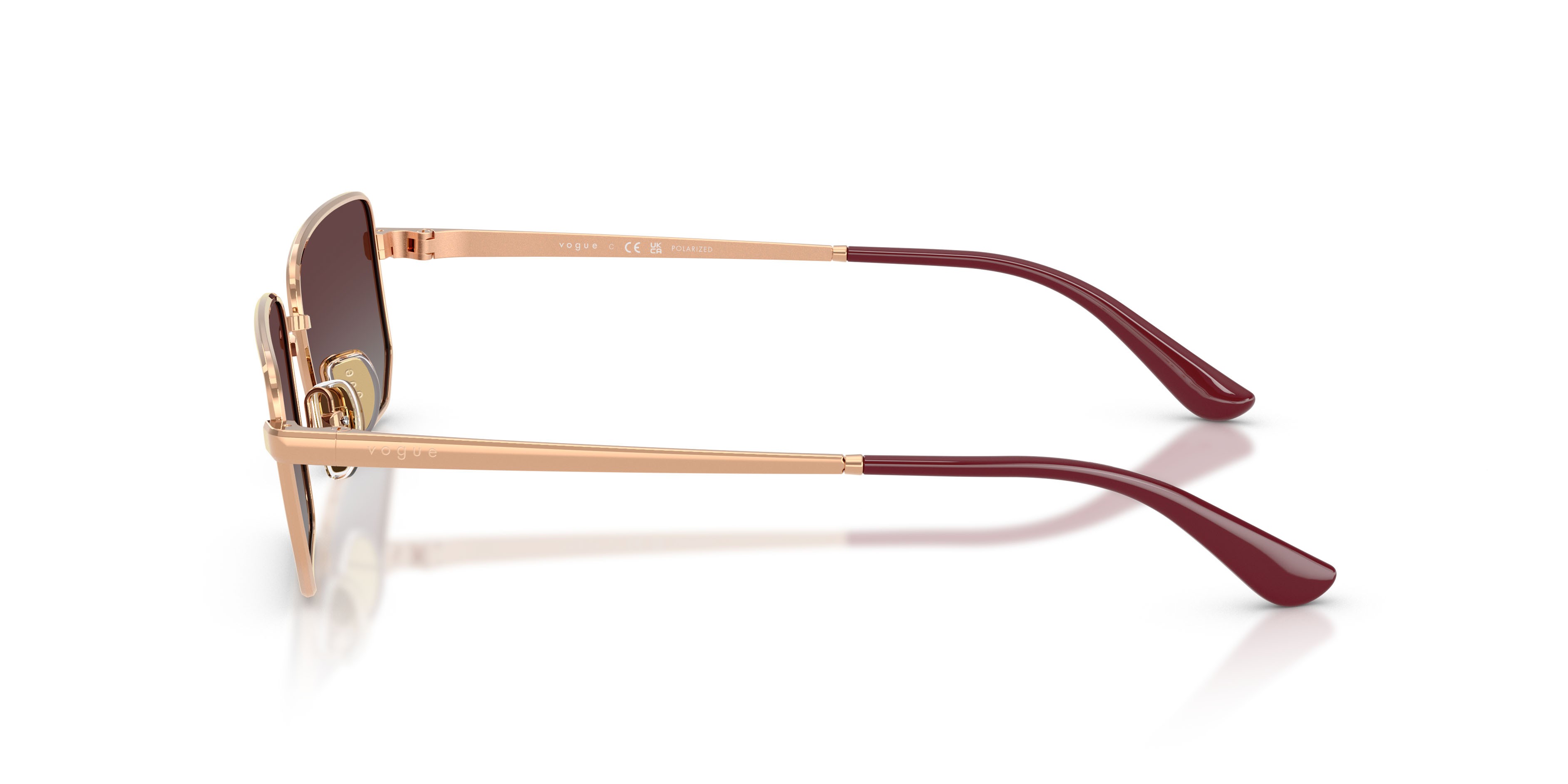 Sunglasses Vogue VO 4352S (515262) color oro rose shape irregular lenses polarizzata grigio sfumato violetto