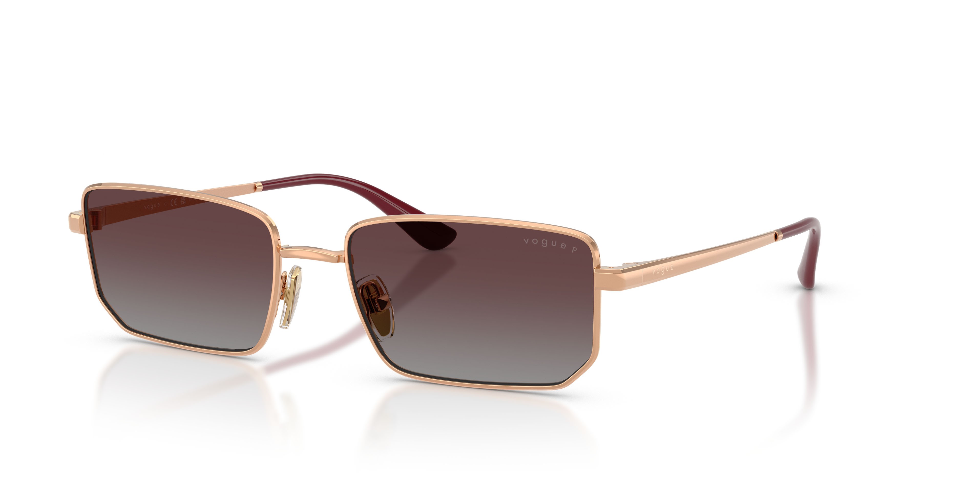 Sunglasses Vogue VO 4352S (515262) color oro rose shape irregular lenses polarizzata grigio sfumato violetto
