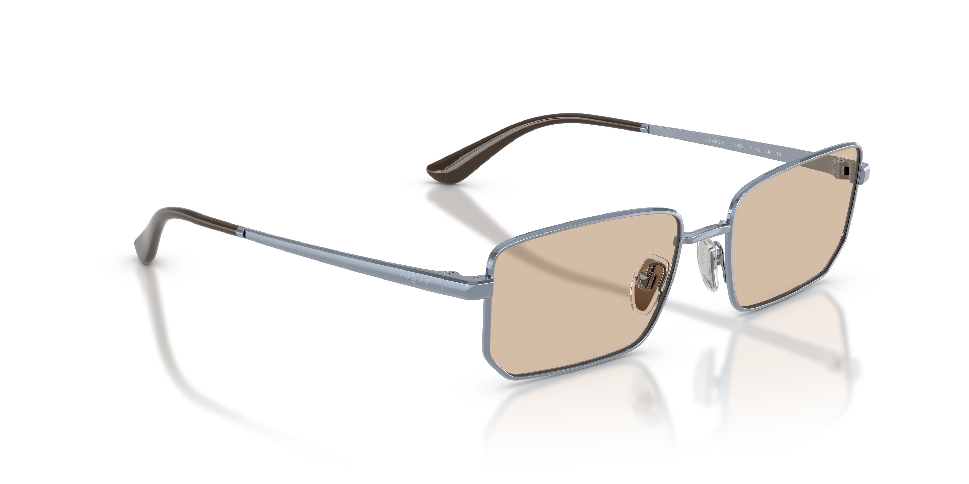 Sunglasses Vogue VO 4352S (521493) color azzurro shape irregular lenses marrone chiaro