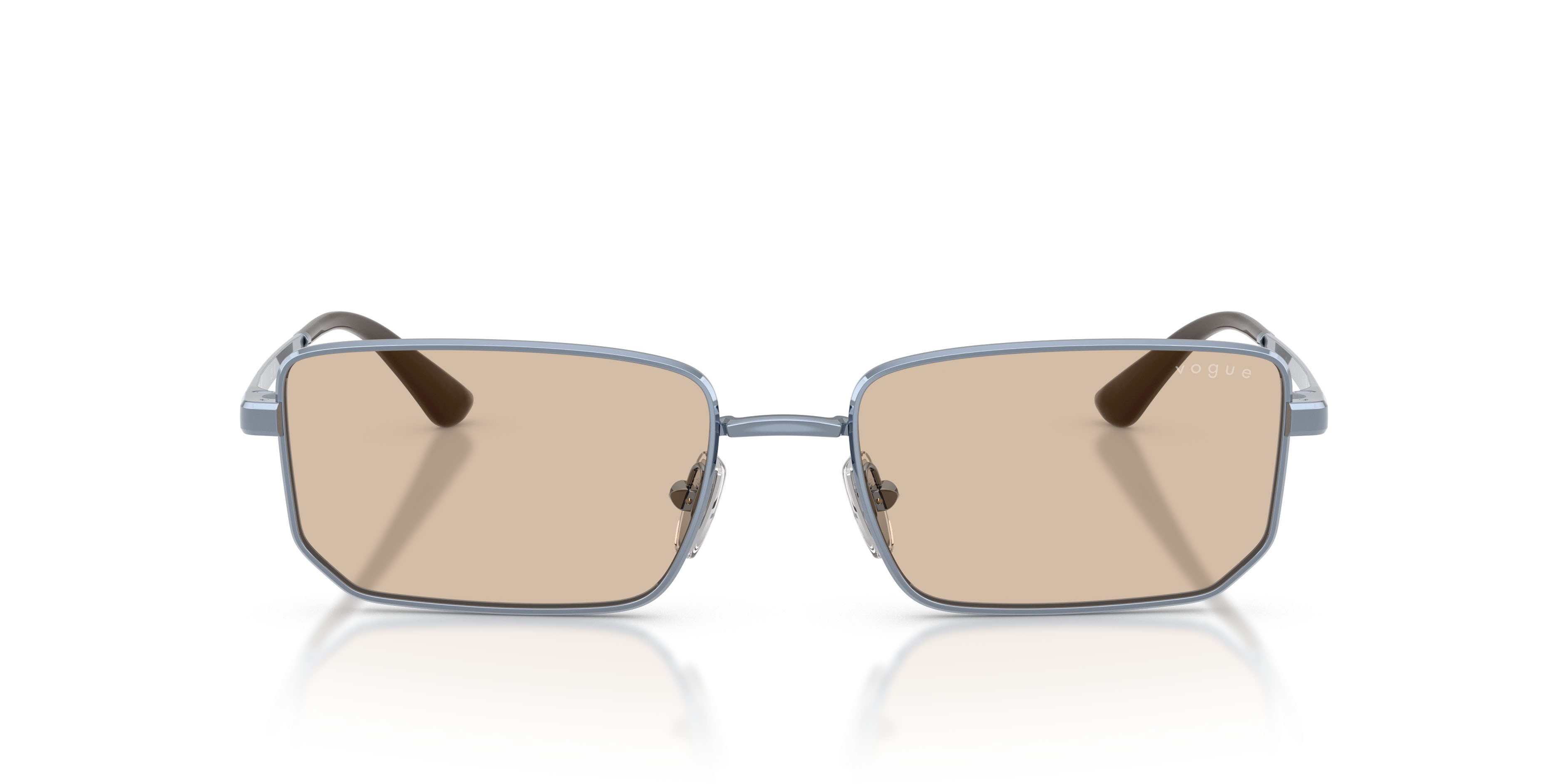Sunglasses Vogue VO 4352S (521493) color azzurro shape irregular lenses marrone chiaro