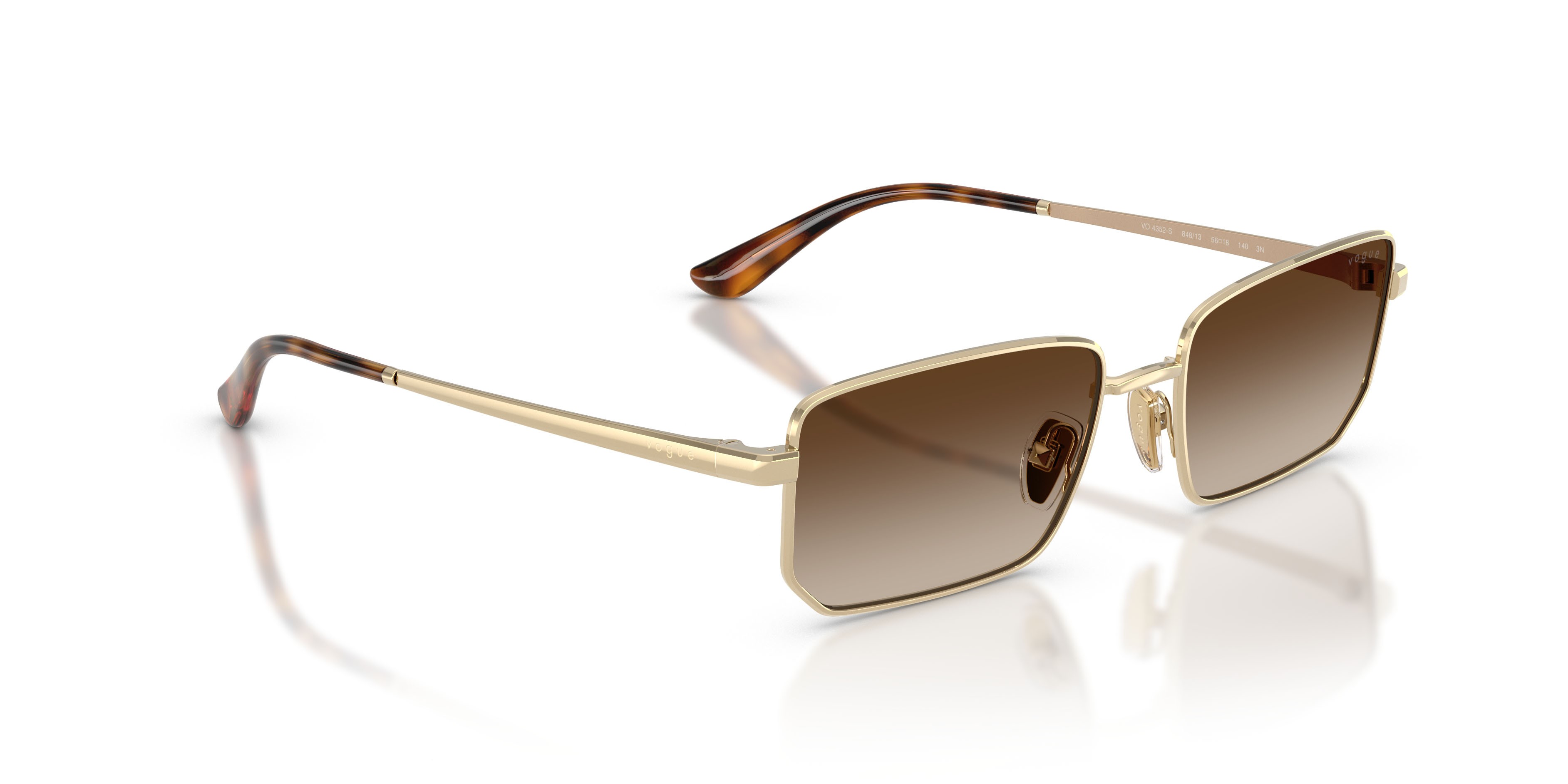 Sunglasses Vogue VO 4352S (848/13) color oro pallido shape irregular lenses marrone sfumato