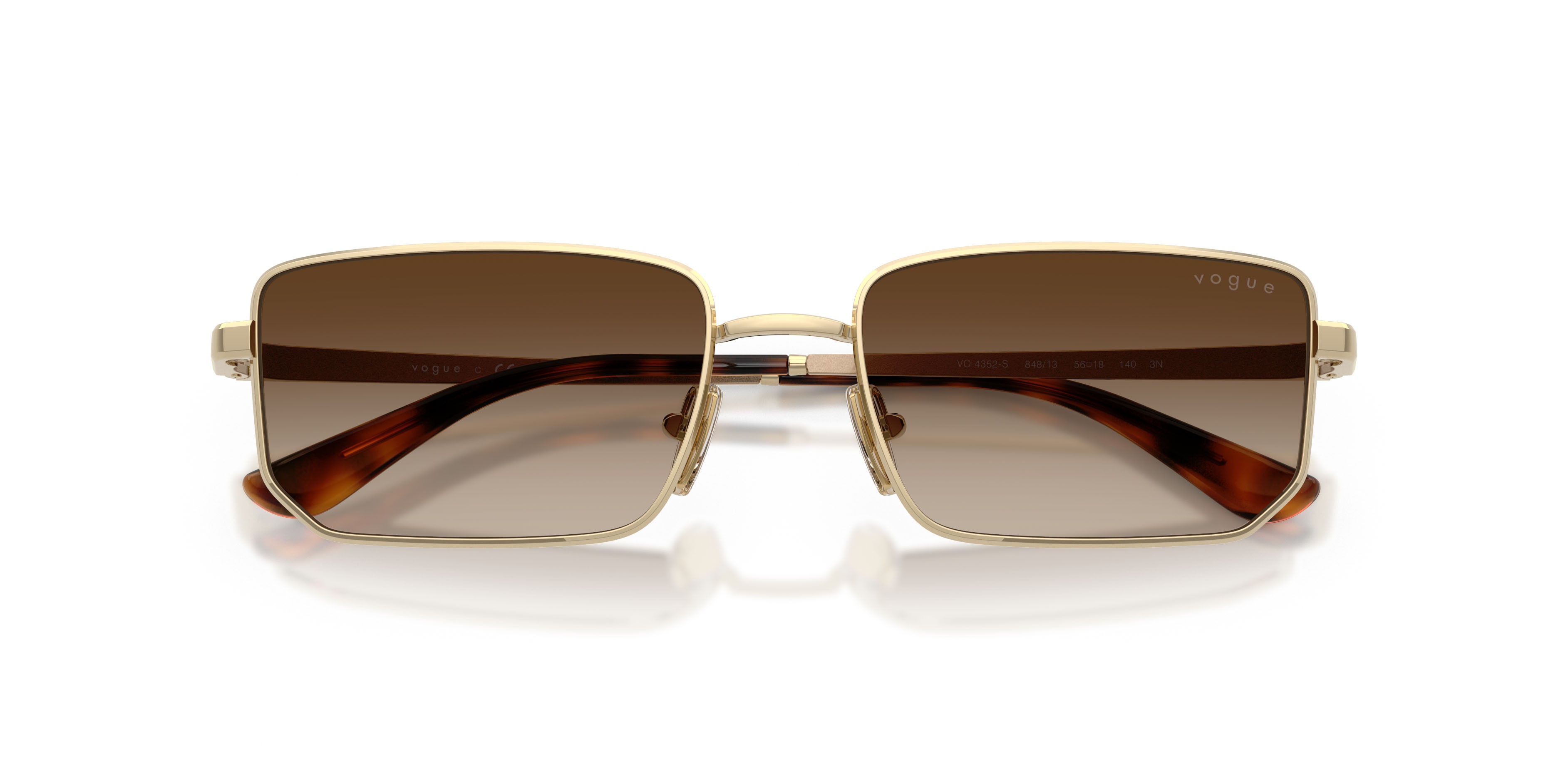 Sunglasses Vogue VO 4352S (848/13) color oro pallido shape irregular lenses marrone sfumato